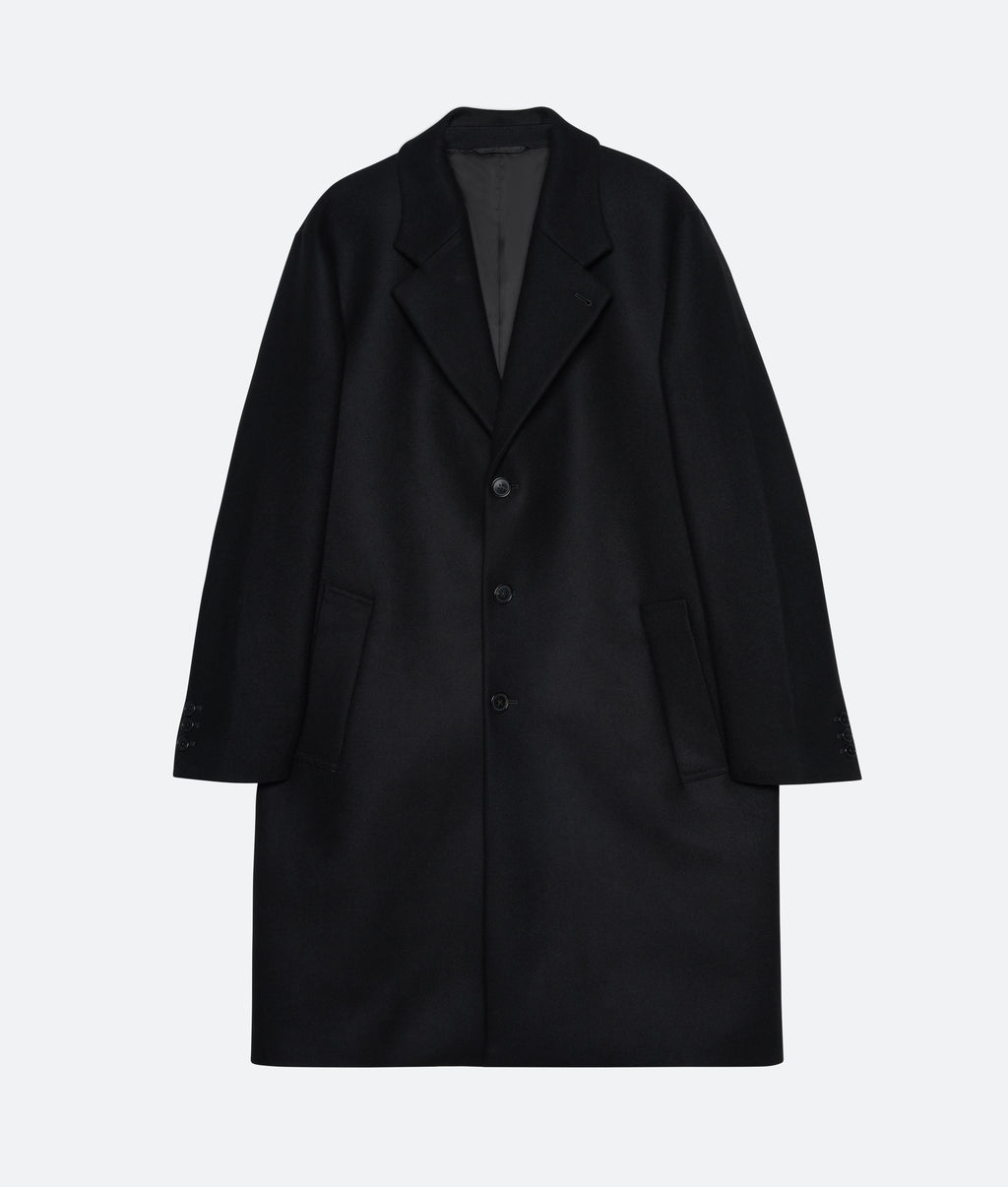 Chesterfield Coat in Black Melton Wool - packshot (hi-res)