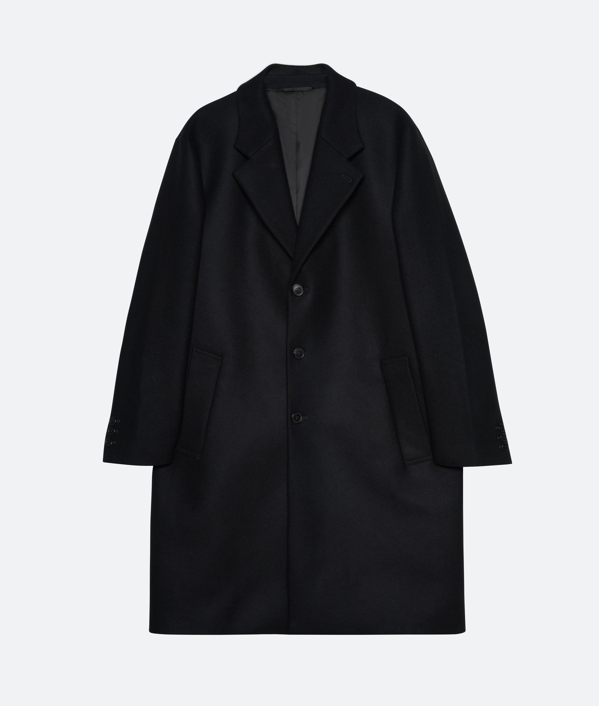 Chesterfield Coat in Black Melton Wool - packshot (hi-res)