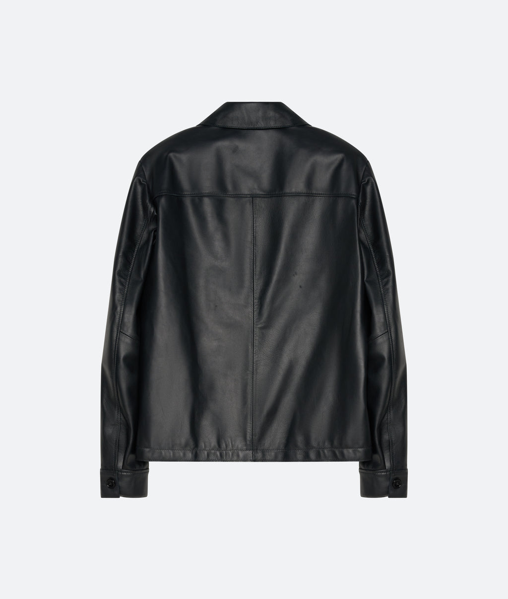 Leather Zip Blouson in Black Leather - packshot