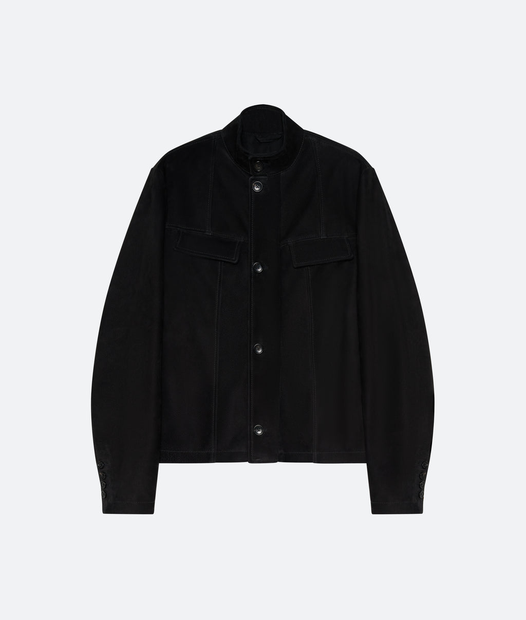 Suede Jacket in Black Suede - packshot front