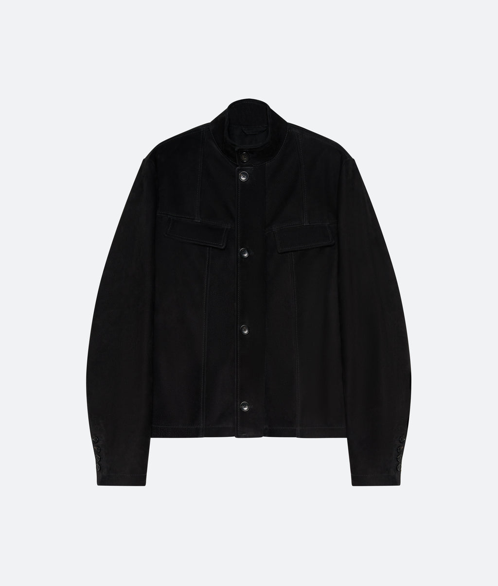 Suede Jacket in Black Suede - packshot front