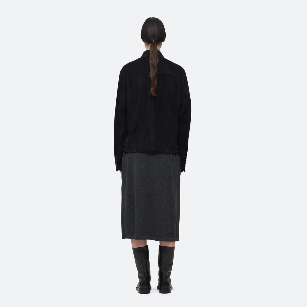 Suede Jacket in Black Suede on model