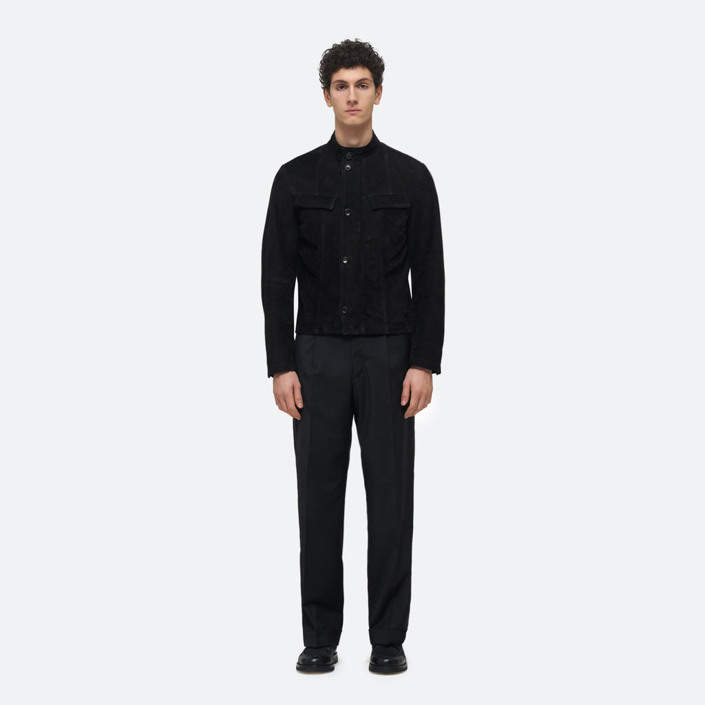 Suede Jacket in Black Suede on model