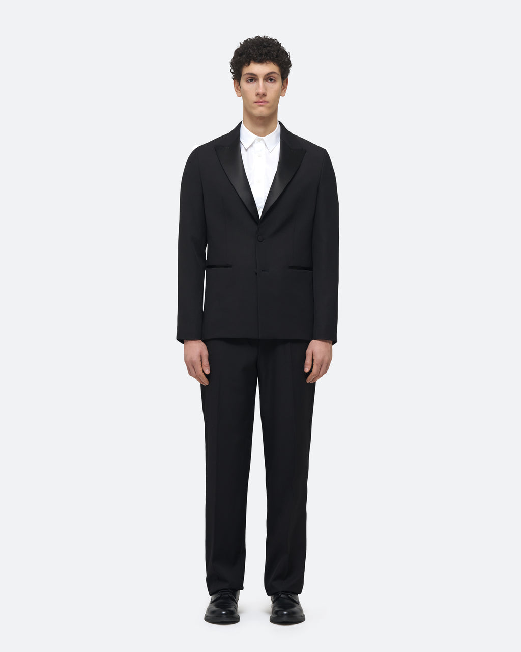 Evening Jacket in Black Wool on model