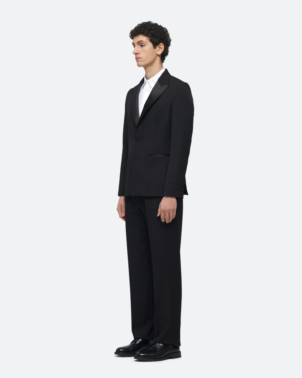 Evening Jacket in Black Wool on model