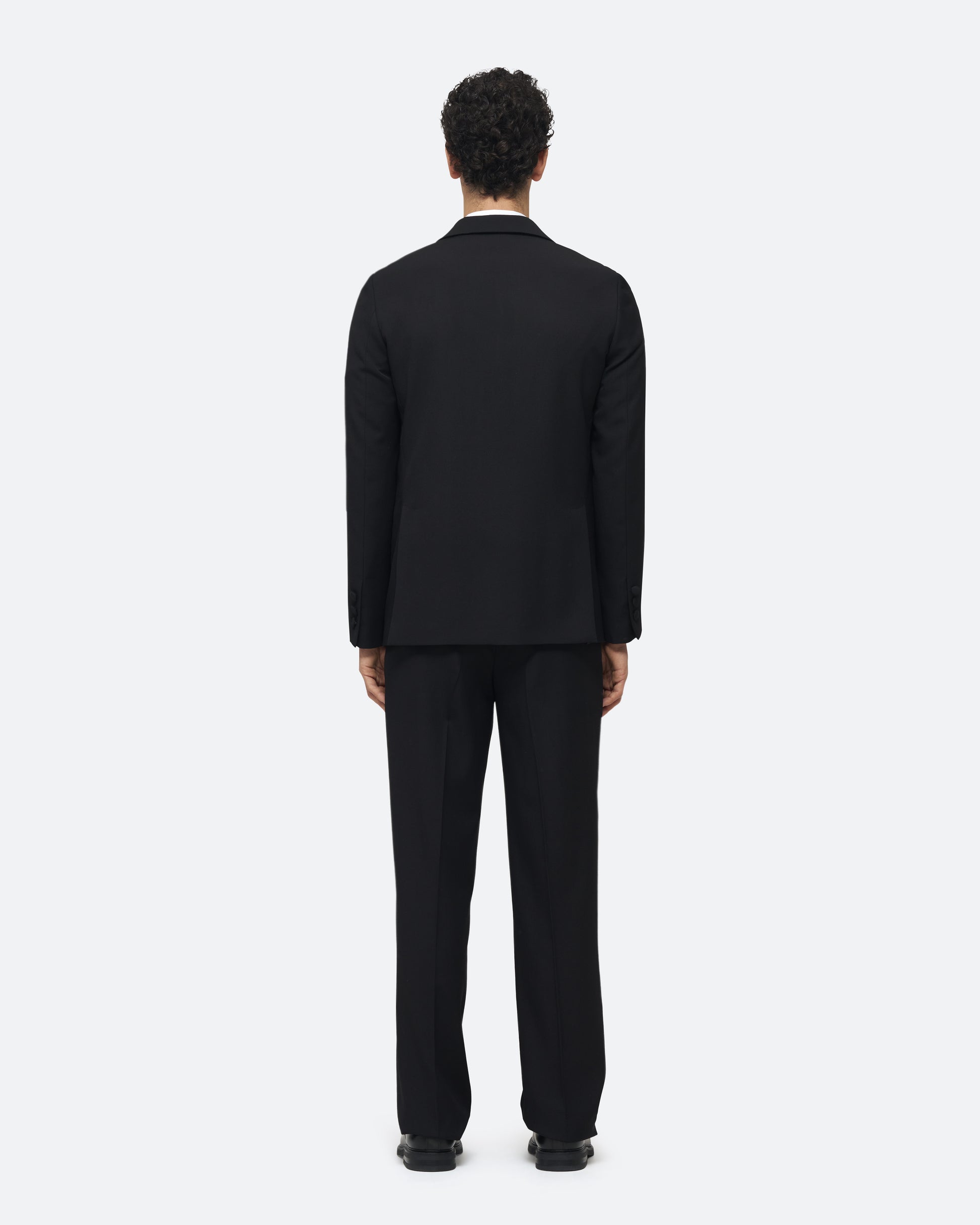 Evening Jacket in Black Wool on model