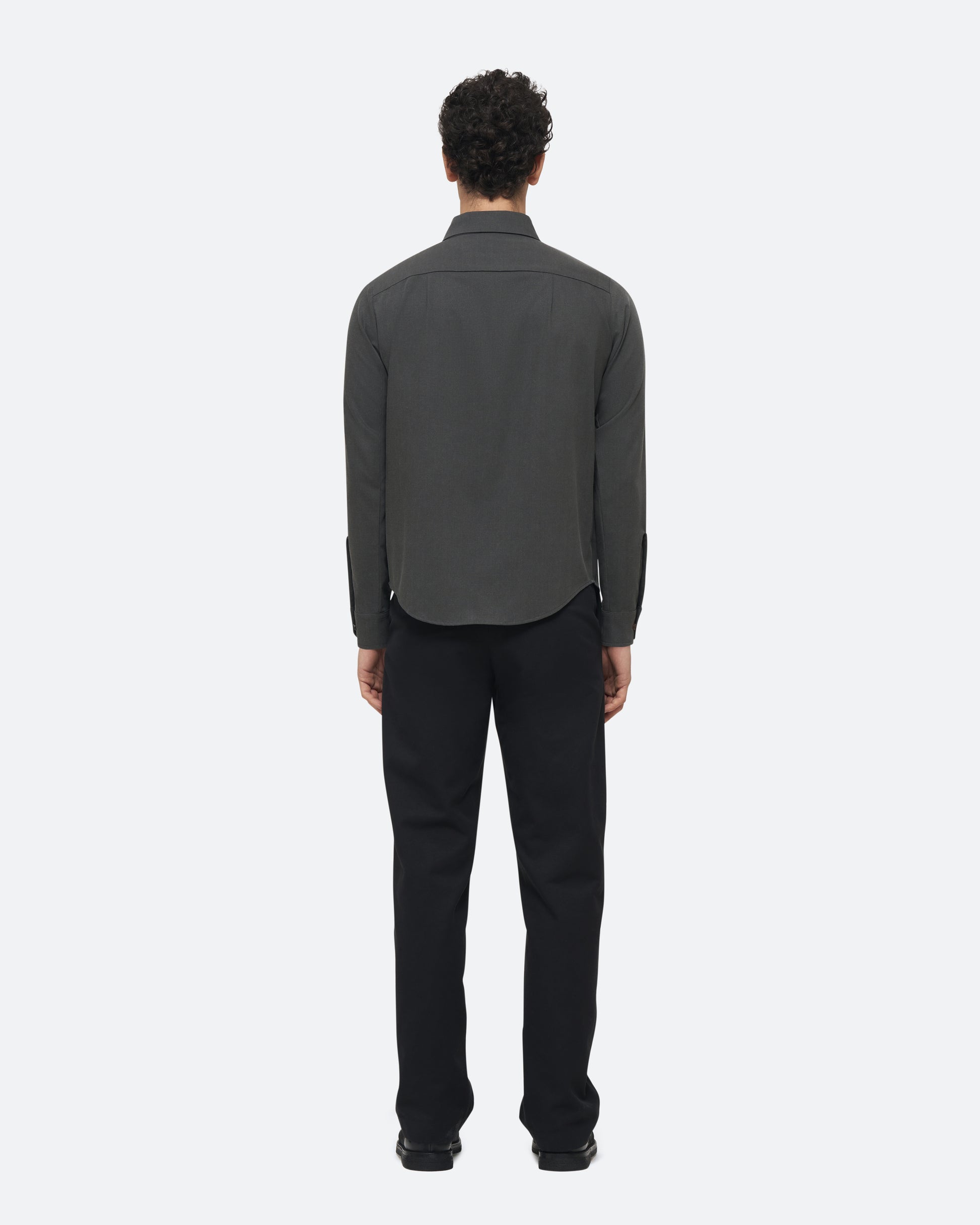 Wool Uniform Shirt in Black on model