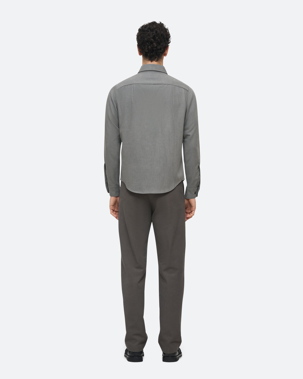 Wool Uniform Shirt in Pearl on model