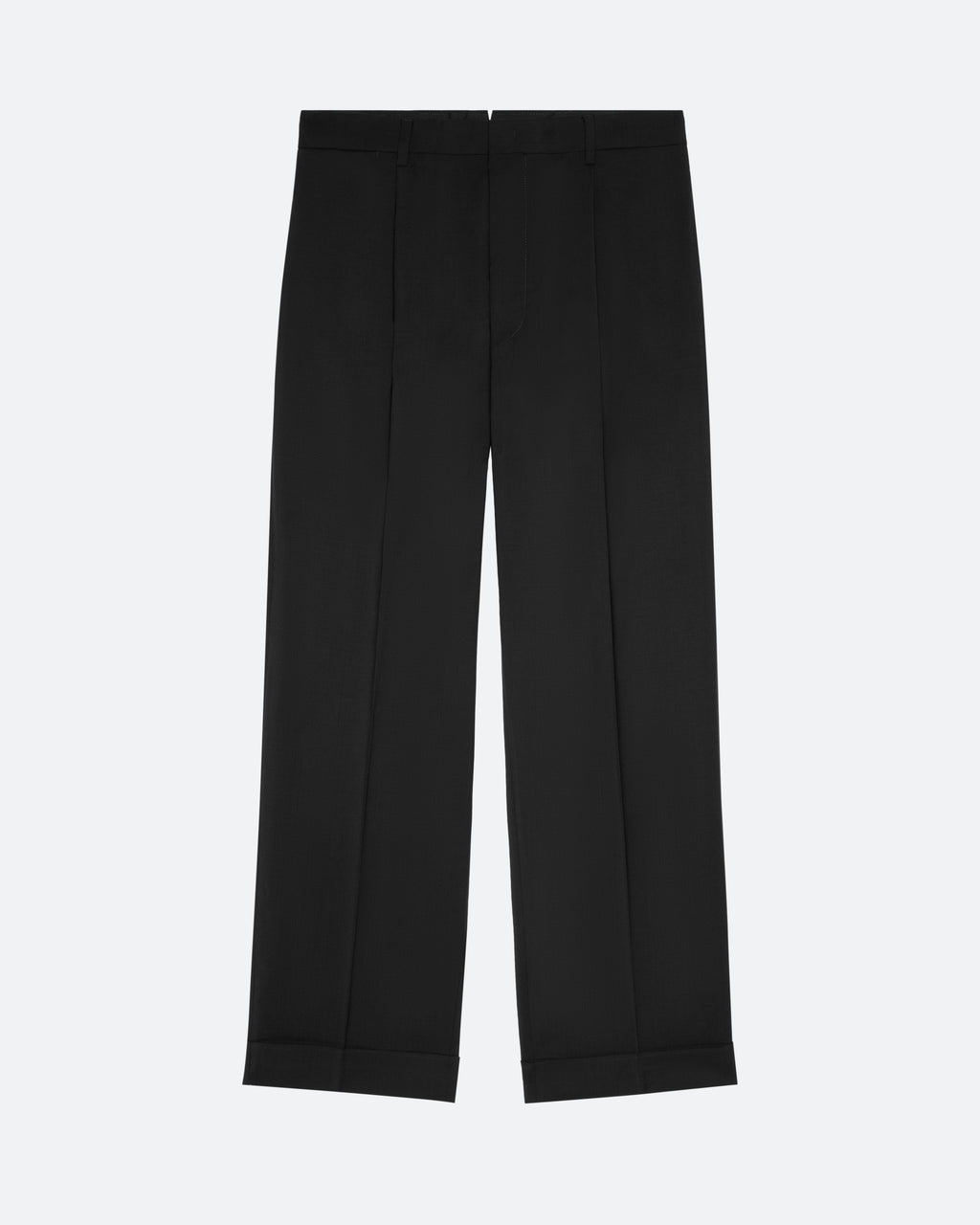 Wool Pleated Trouser in Black - packshot
