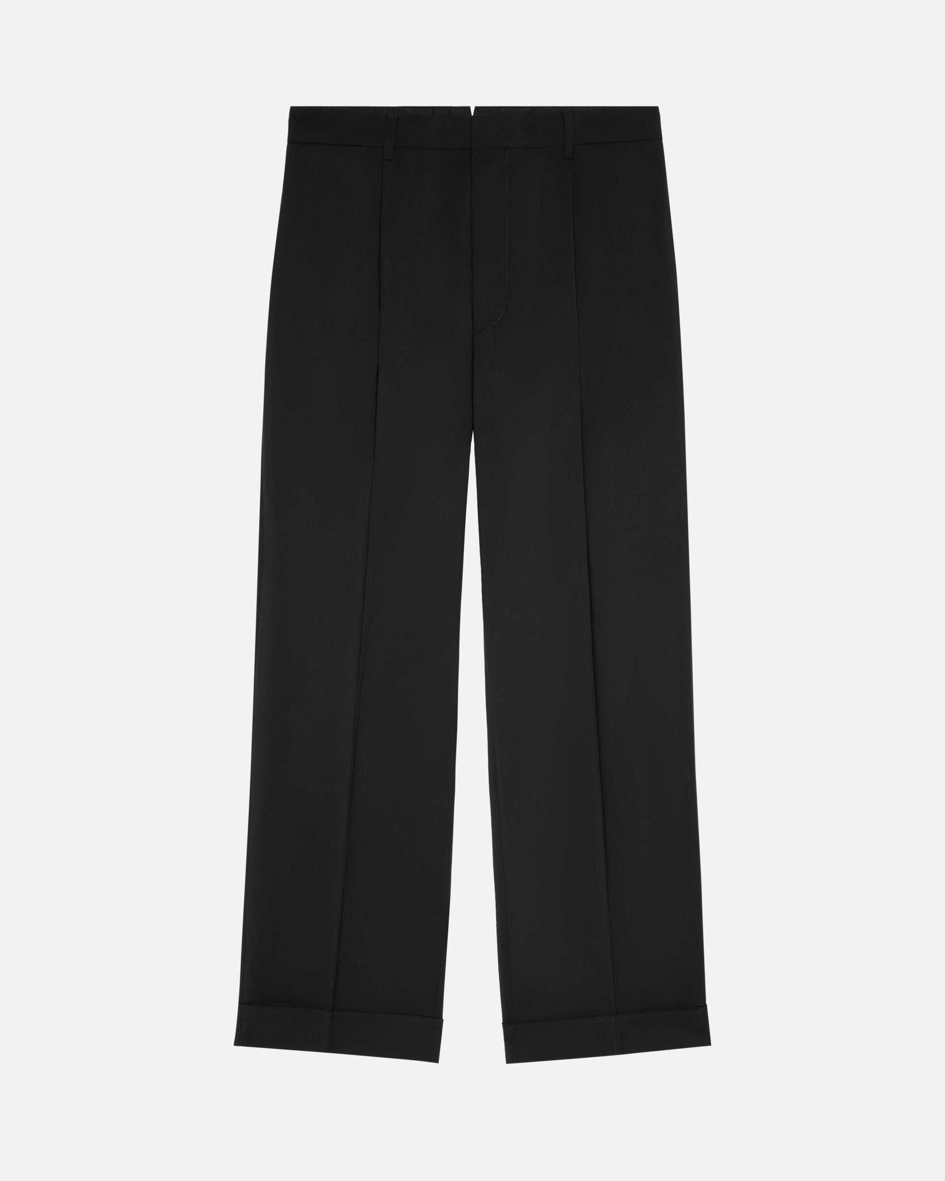 Wool Pleated Trouser in Black - packshot
