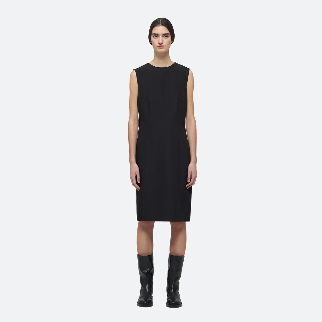 Boiled Silk Column Dress in Black on model