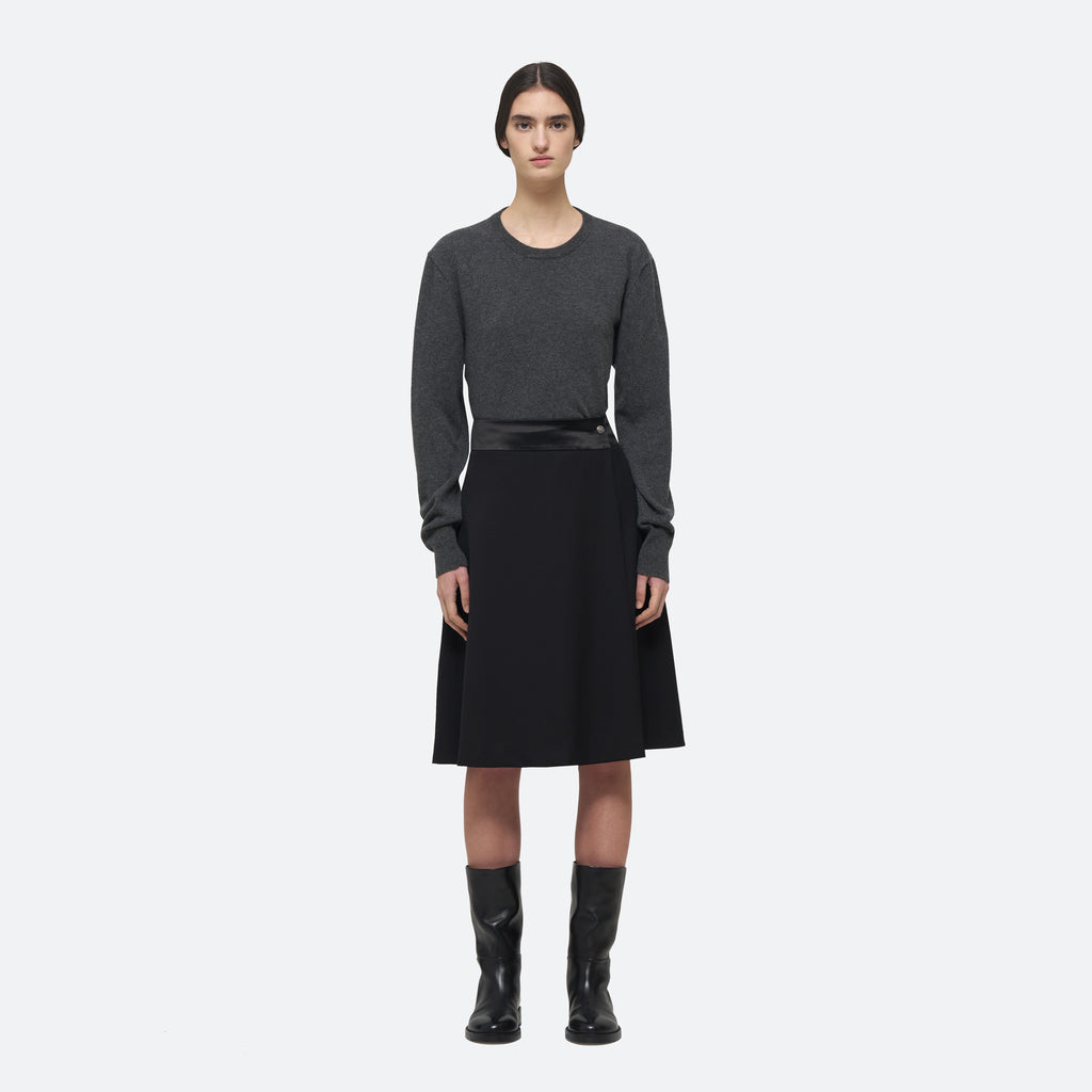 Evening Wrap Skirt in Black Wool - view 1