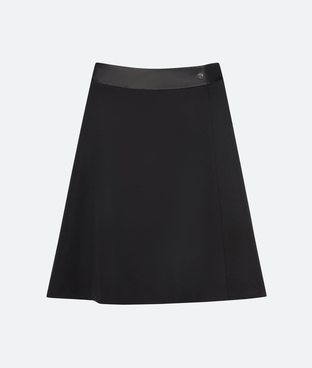 Wool Silk Satin Wrap Skirt