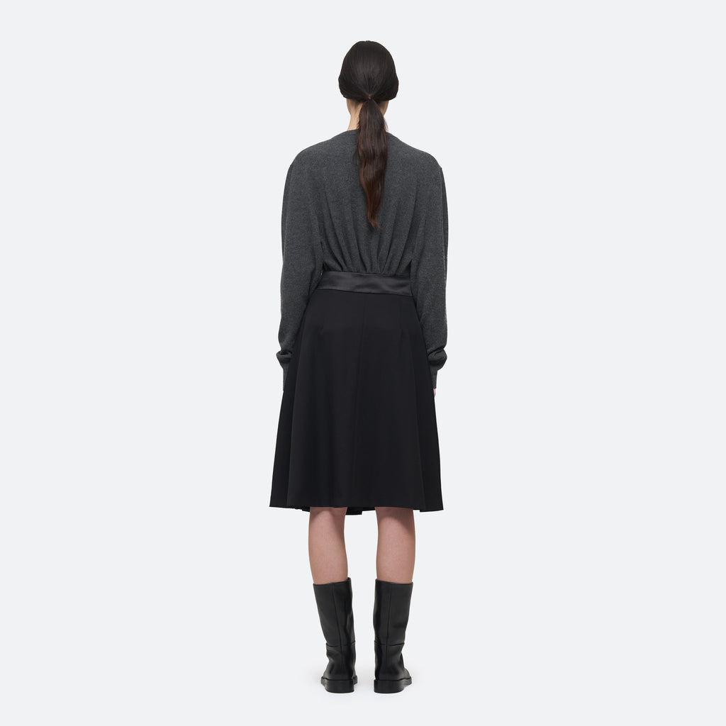 Evening Wrap Skirt in Black Wool - view 3