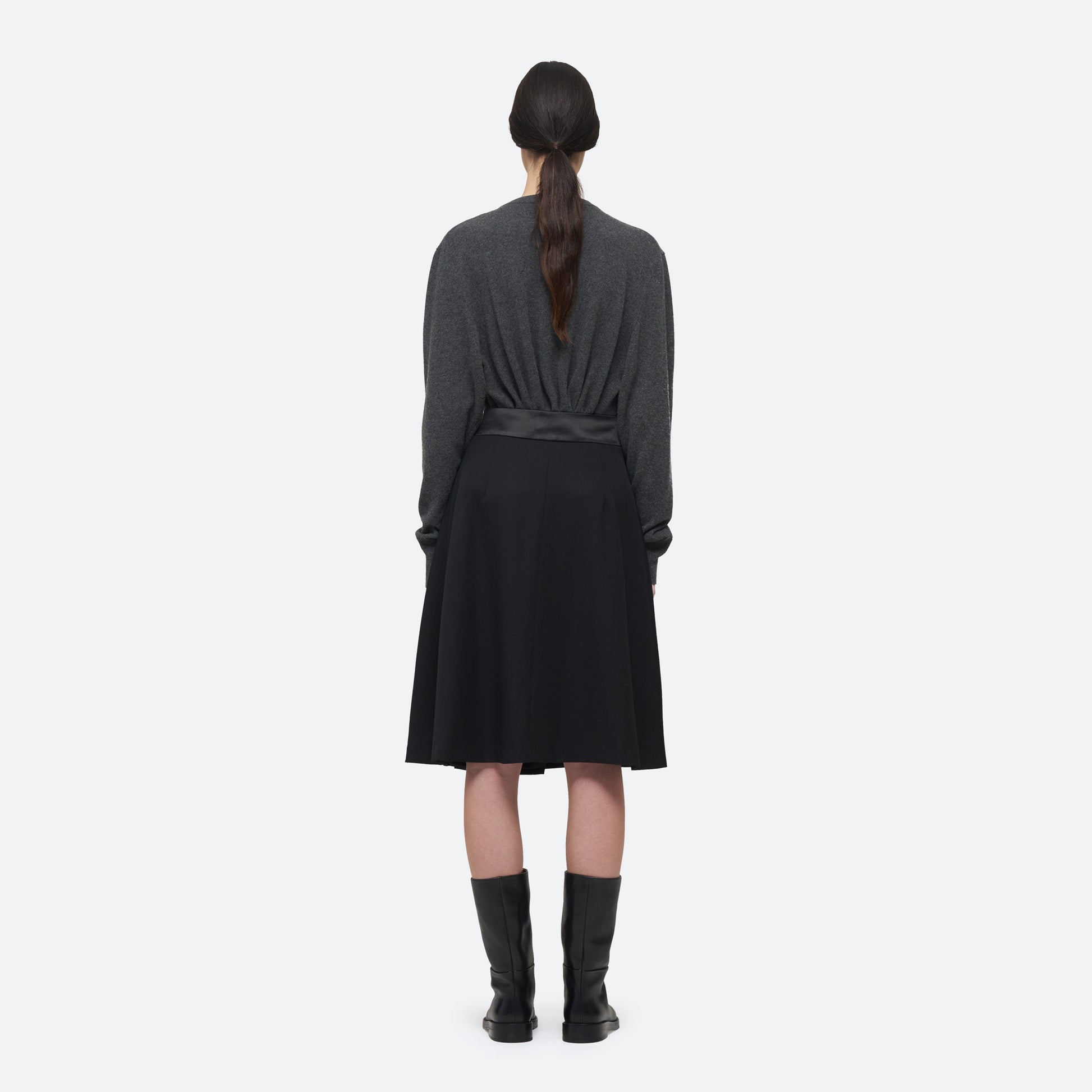 Evening Wrap Skirt in Black Wool - view 3