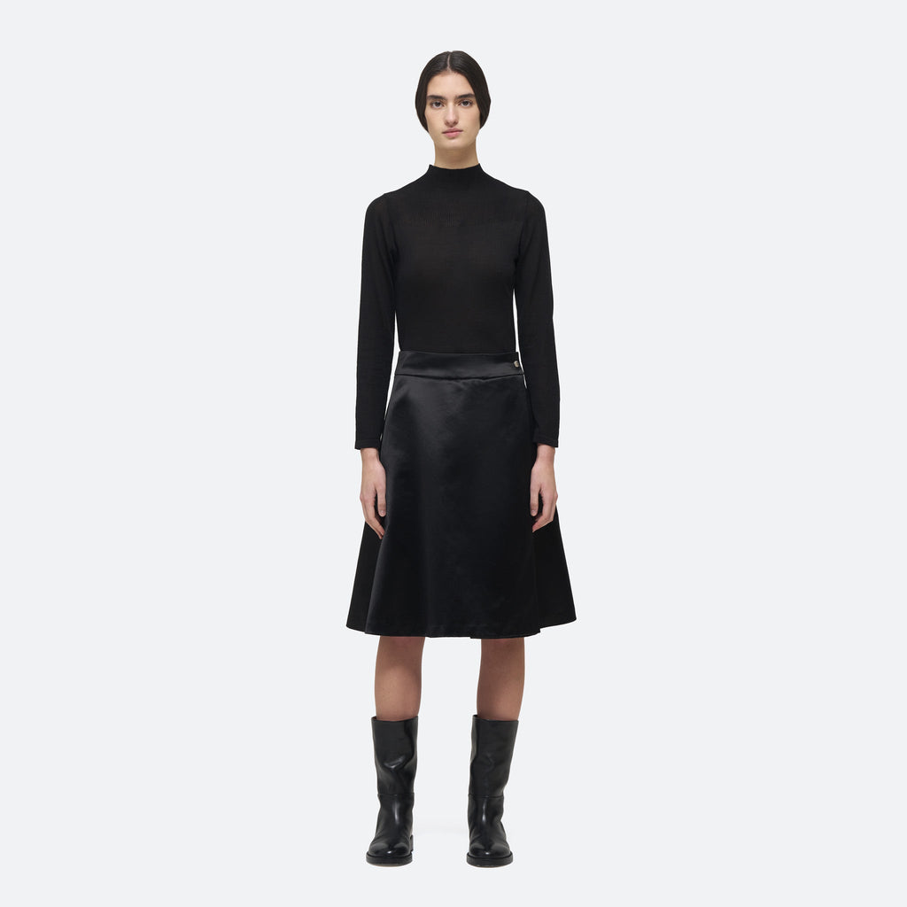 Evening Wrap Skirt in Silk Satin on model