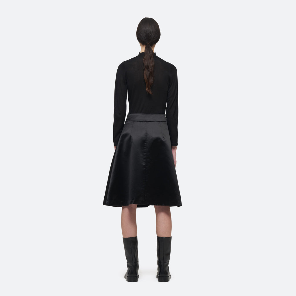 Evening Wrap Skirt in Silk Satin on model