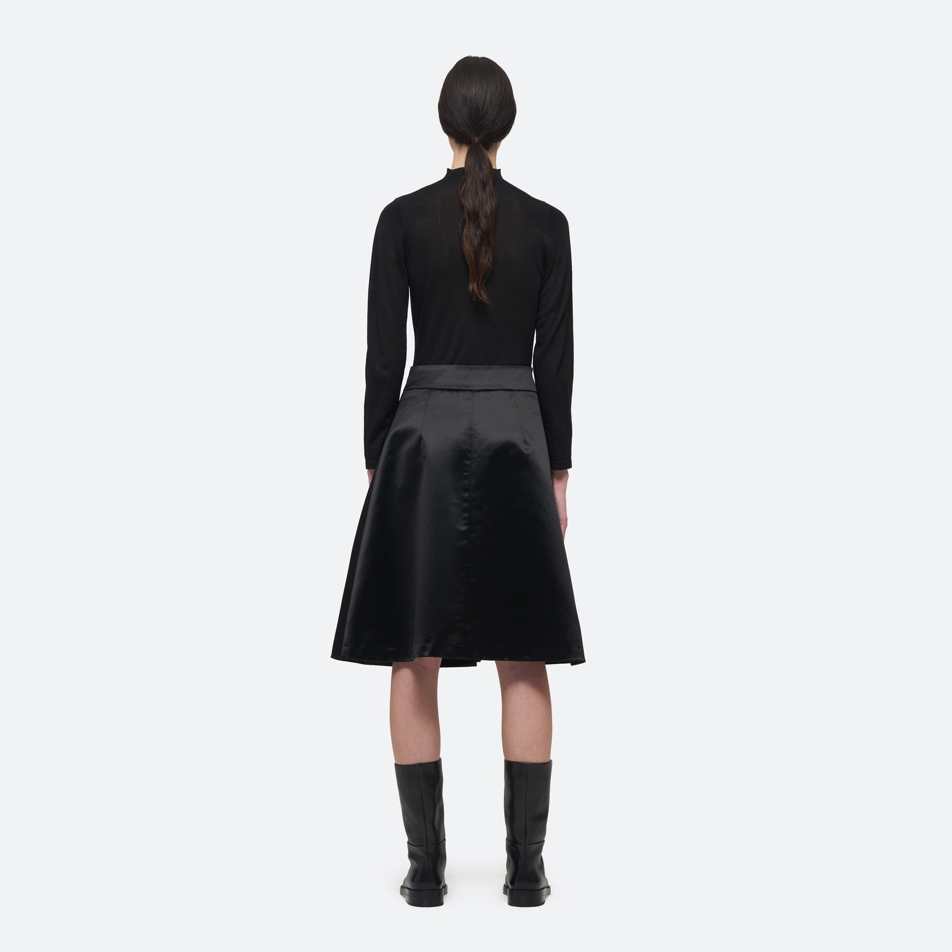 Evening Wrap Skirt in Silk Satin on model