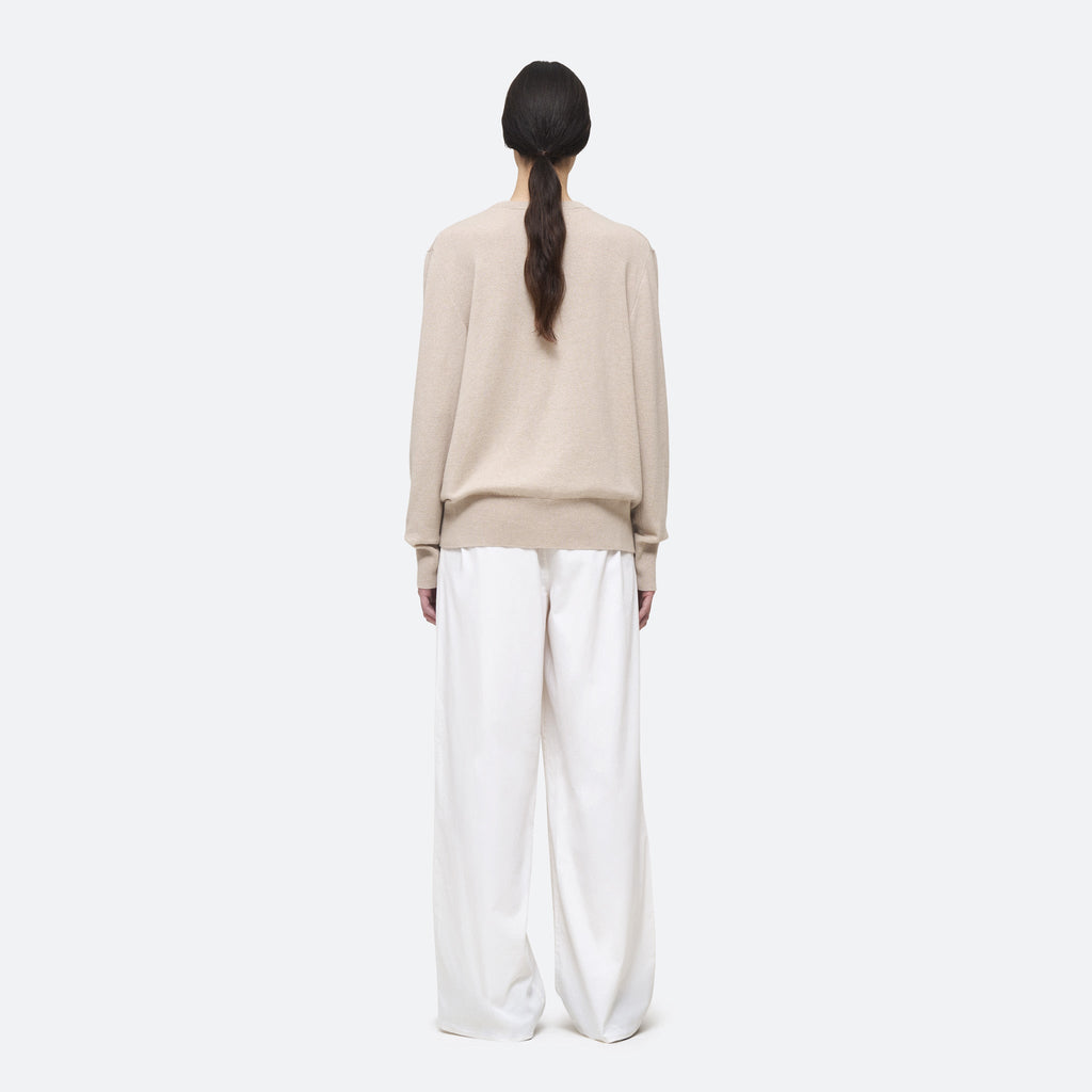 Cashmere Crew Sweater in Feather on model