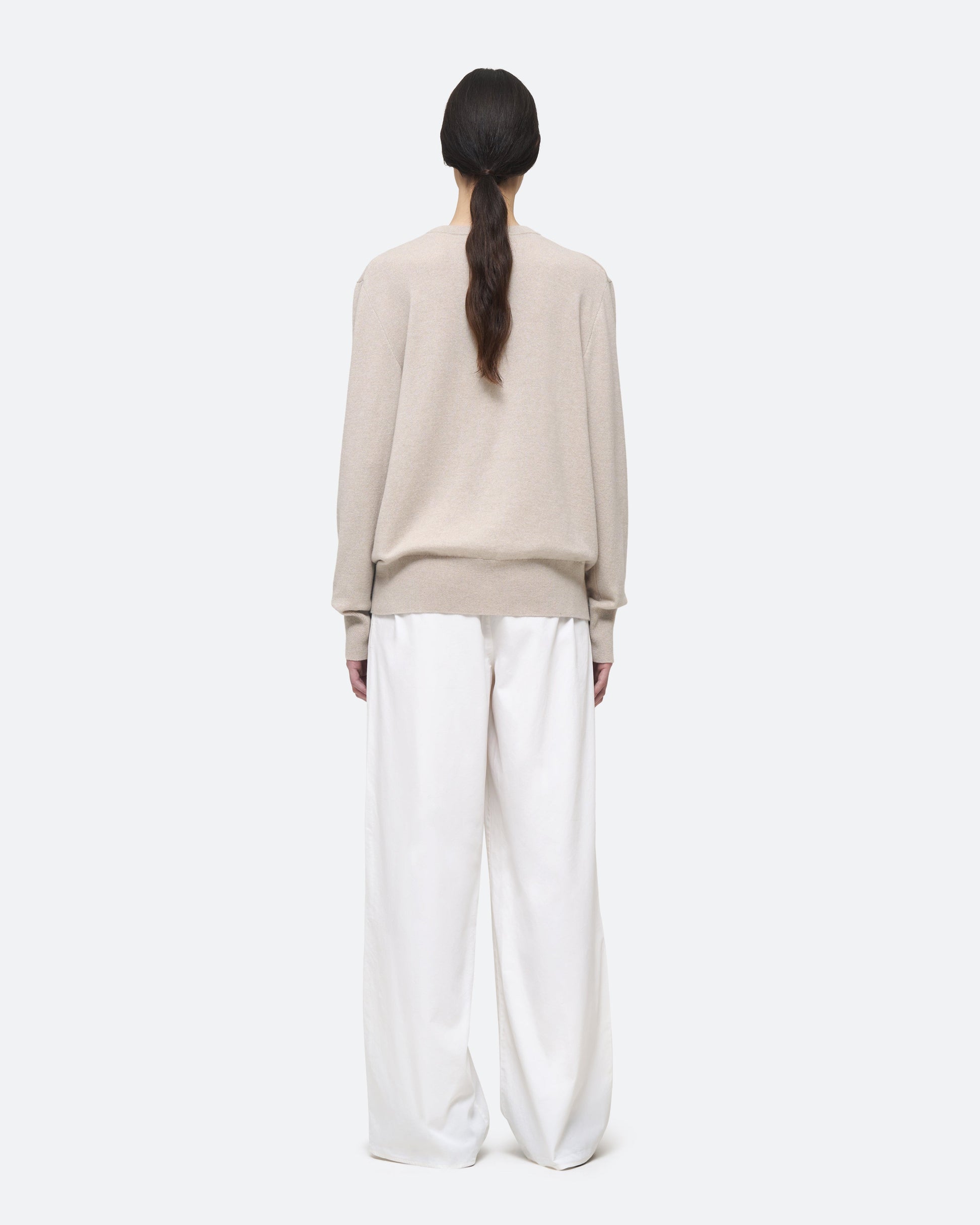Cashmere Crew Sweater in Feather on model