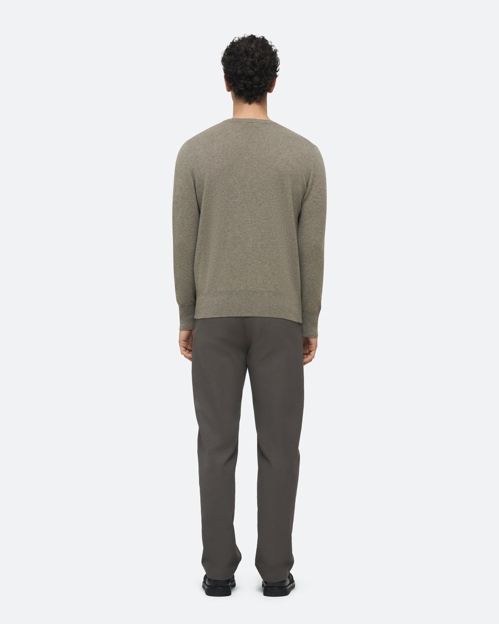 Cashmere Crew Sweater in Lichen on model