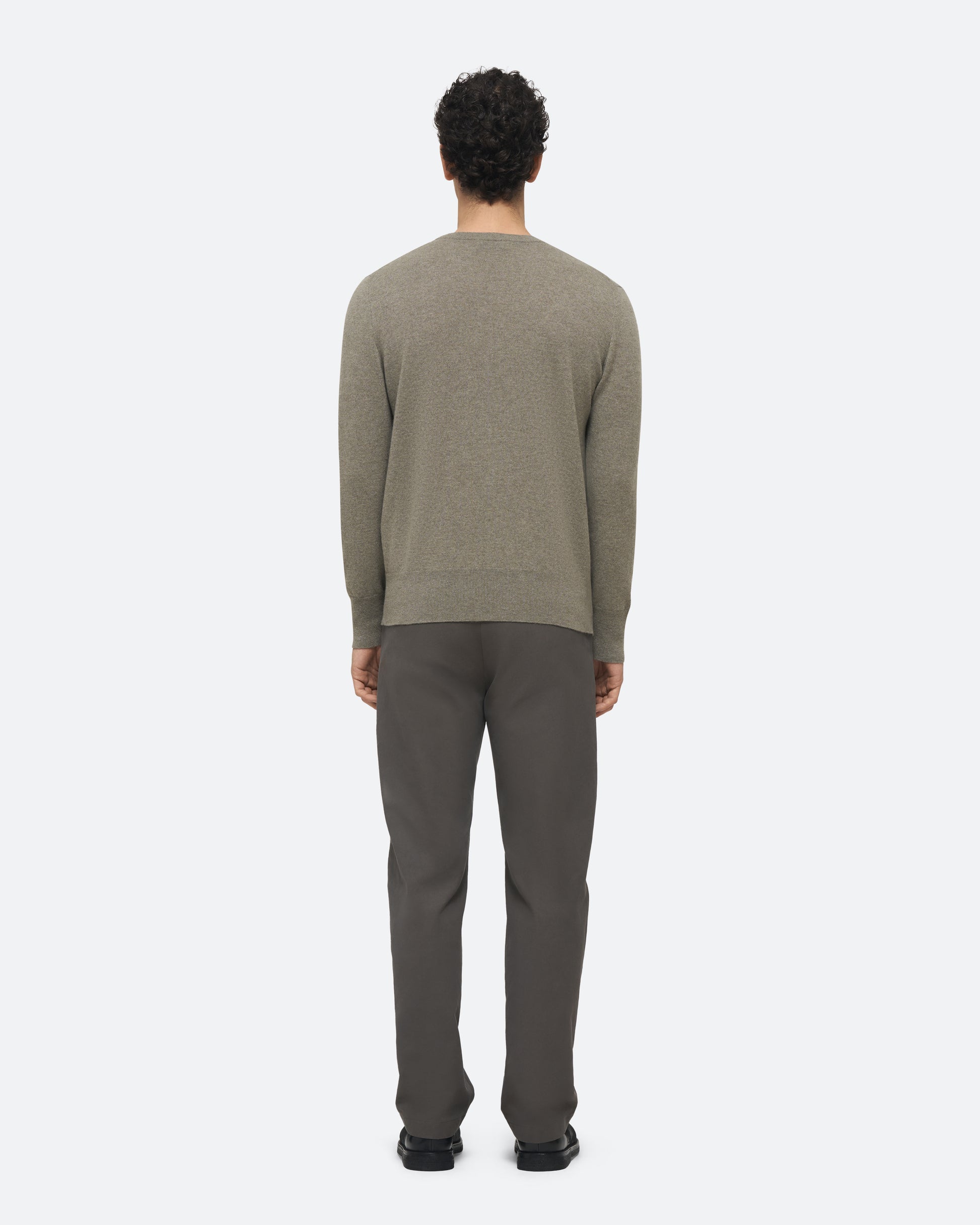 Cashmere Crew Sweater in Lichen on model