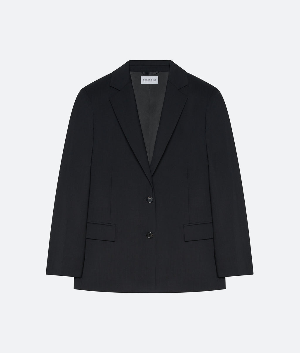 Wool Single Breasted Jacket in Black - packshot front