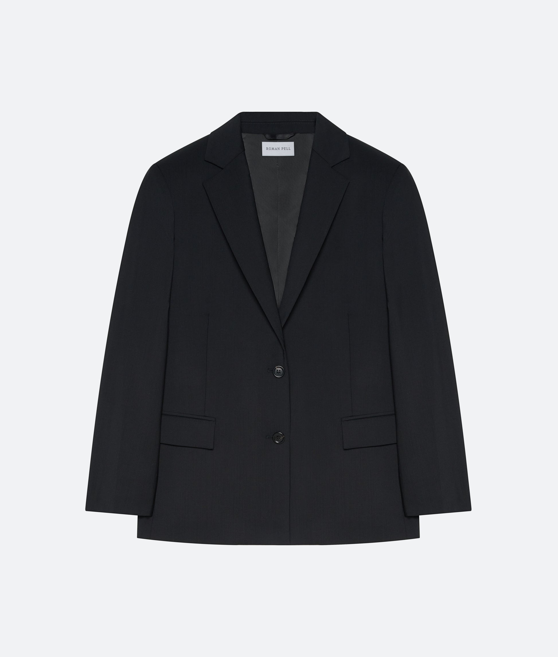 Wool Single Breasted Jacket in Black - packshot front