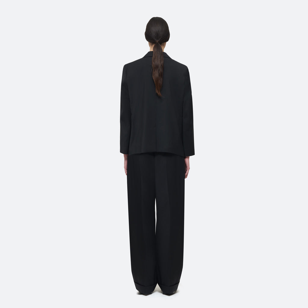 Wool Single Breasted Jacket in Black on model