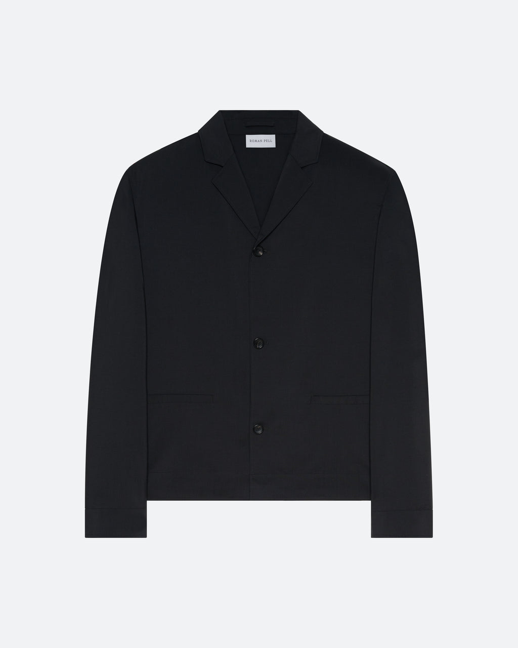 Wool Silk Jacket in Black Wool Silk - packshot front