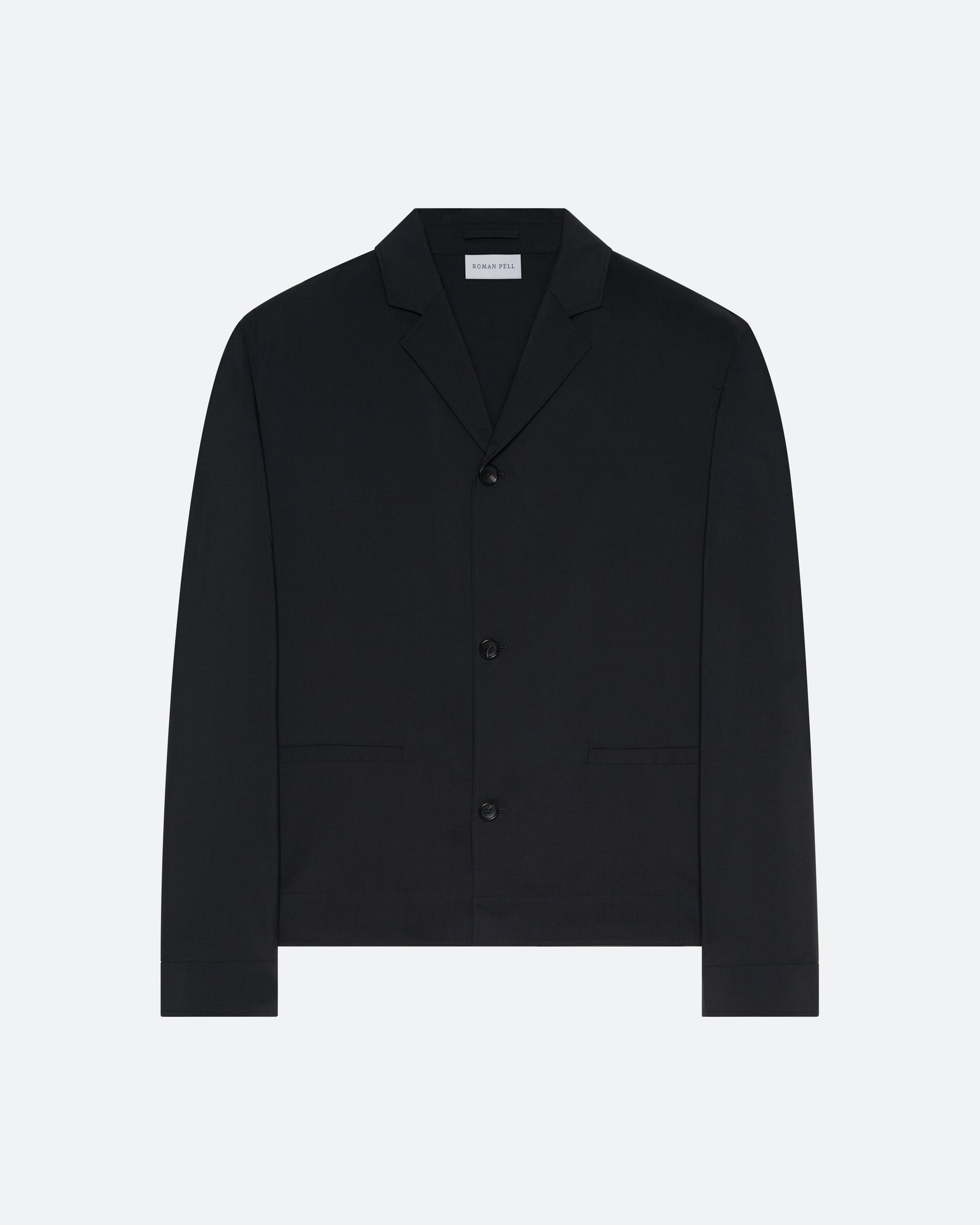 Wool Silk Jacket in Black Wool Silk - packshot front