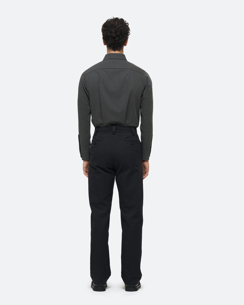 Twill Relaxed Trouser in Black on model
