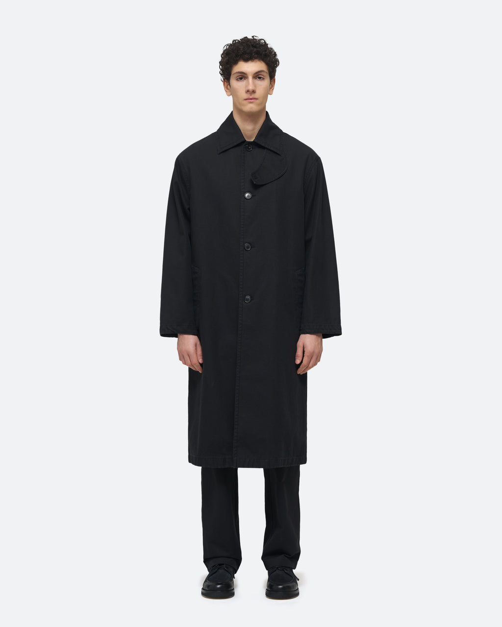 Twill Mac Coat in Black on model
