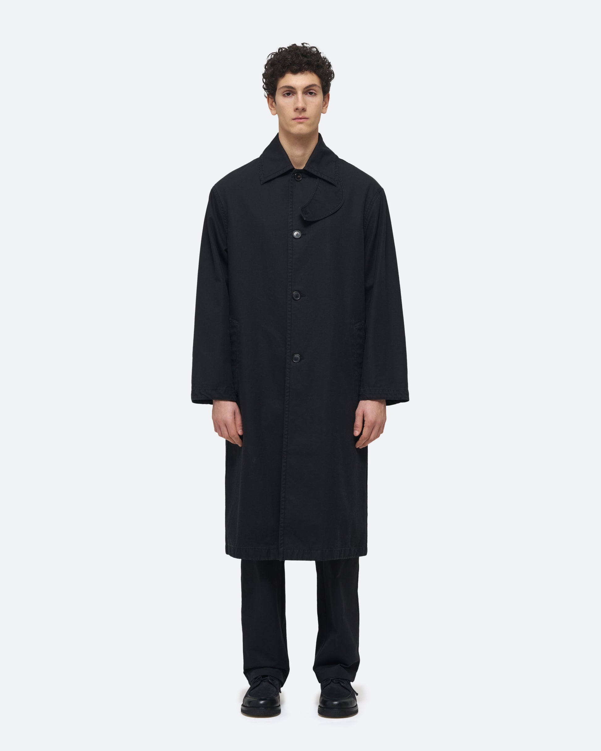 Twill Mac Coat in Black on model