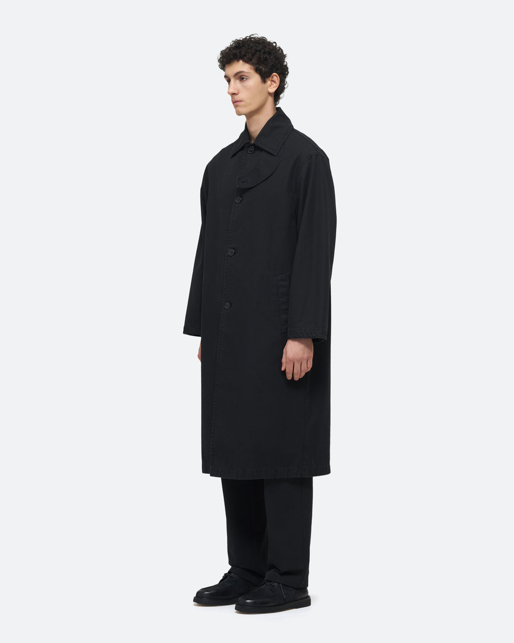 Twill Mac Coat in Black on model