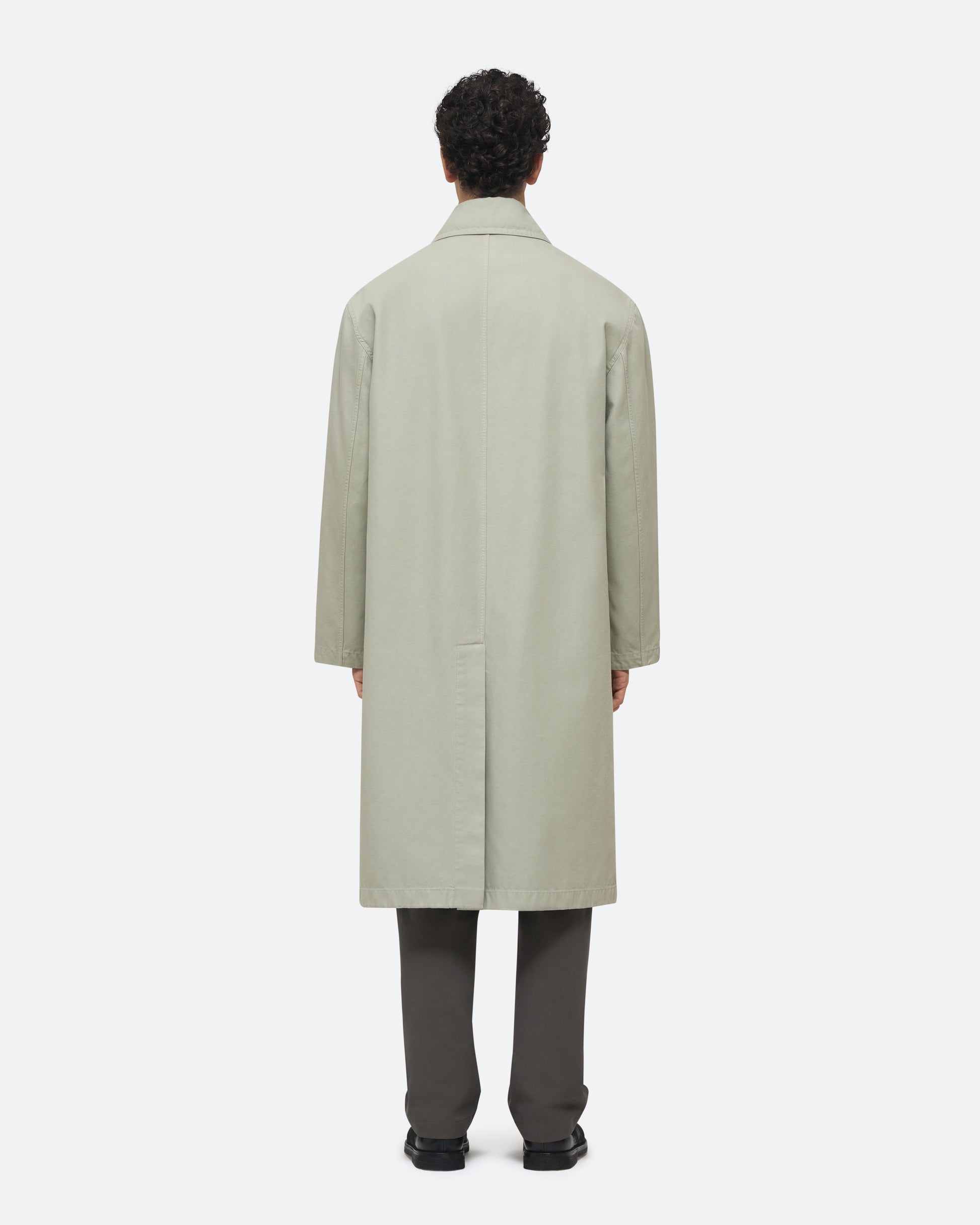 Twill Mac Coat in Lichen on model