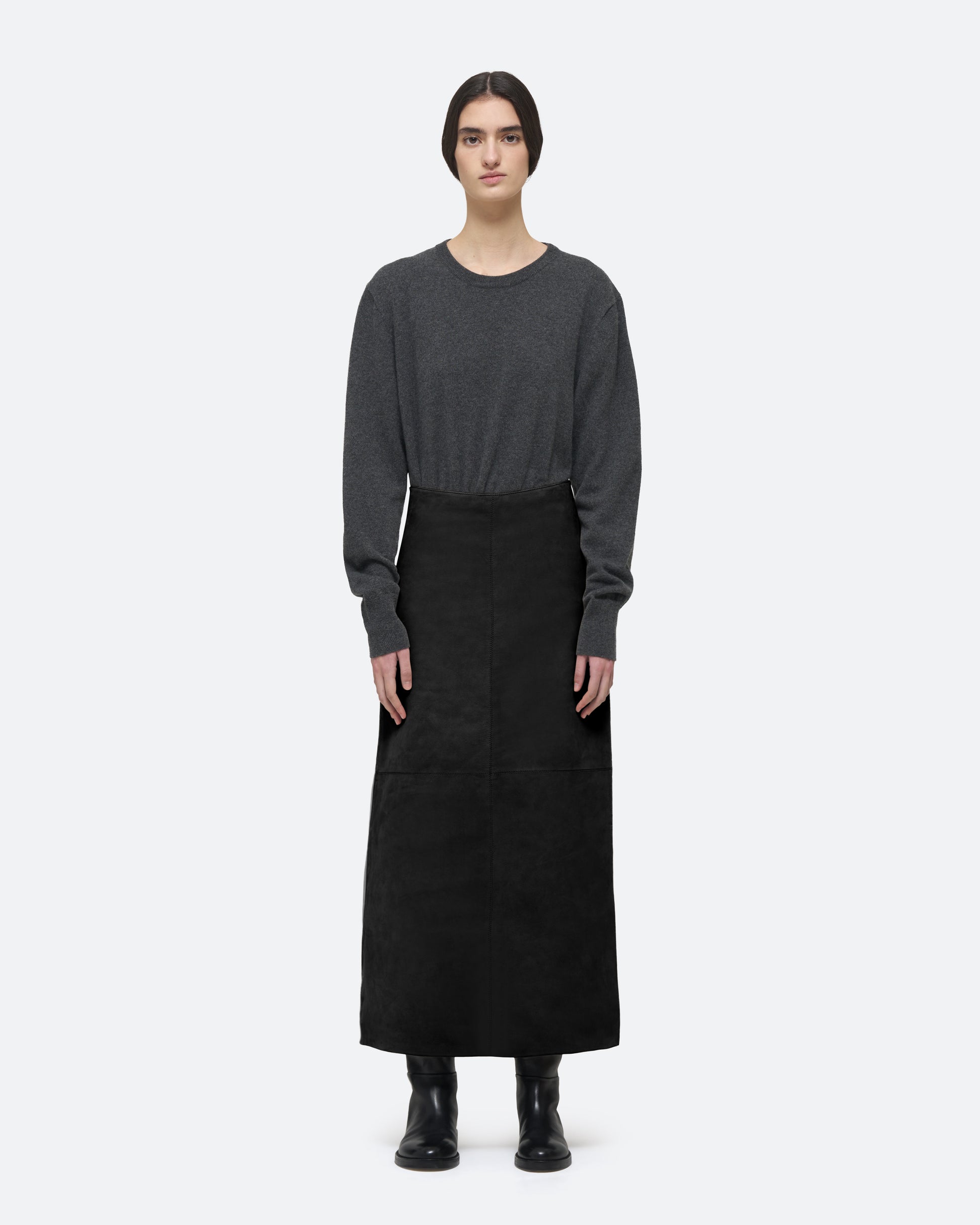 Suede Column Skirt