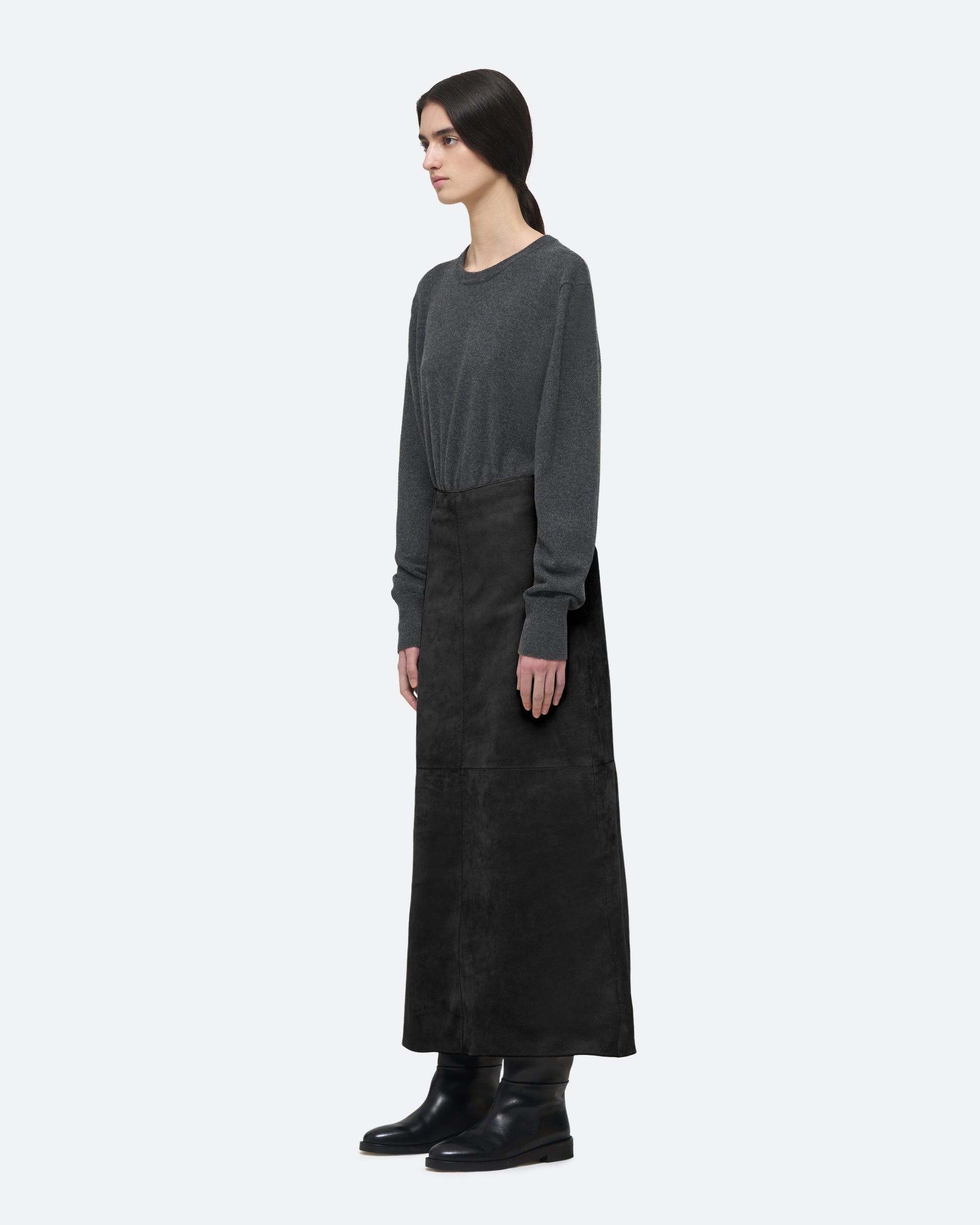 Suede Column Skirt