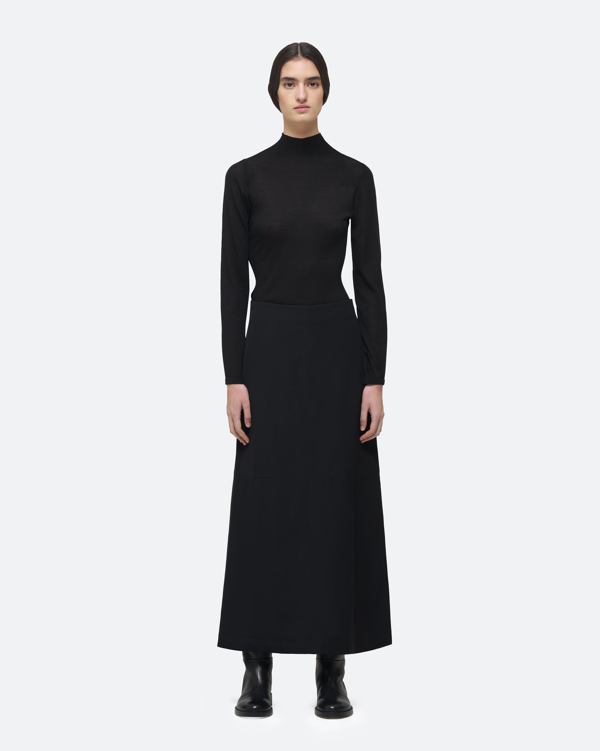 Wool Column Skirt on model