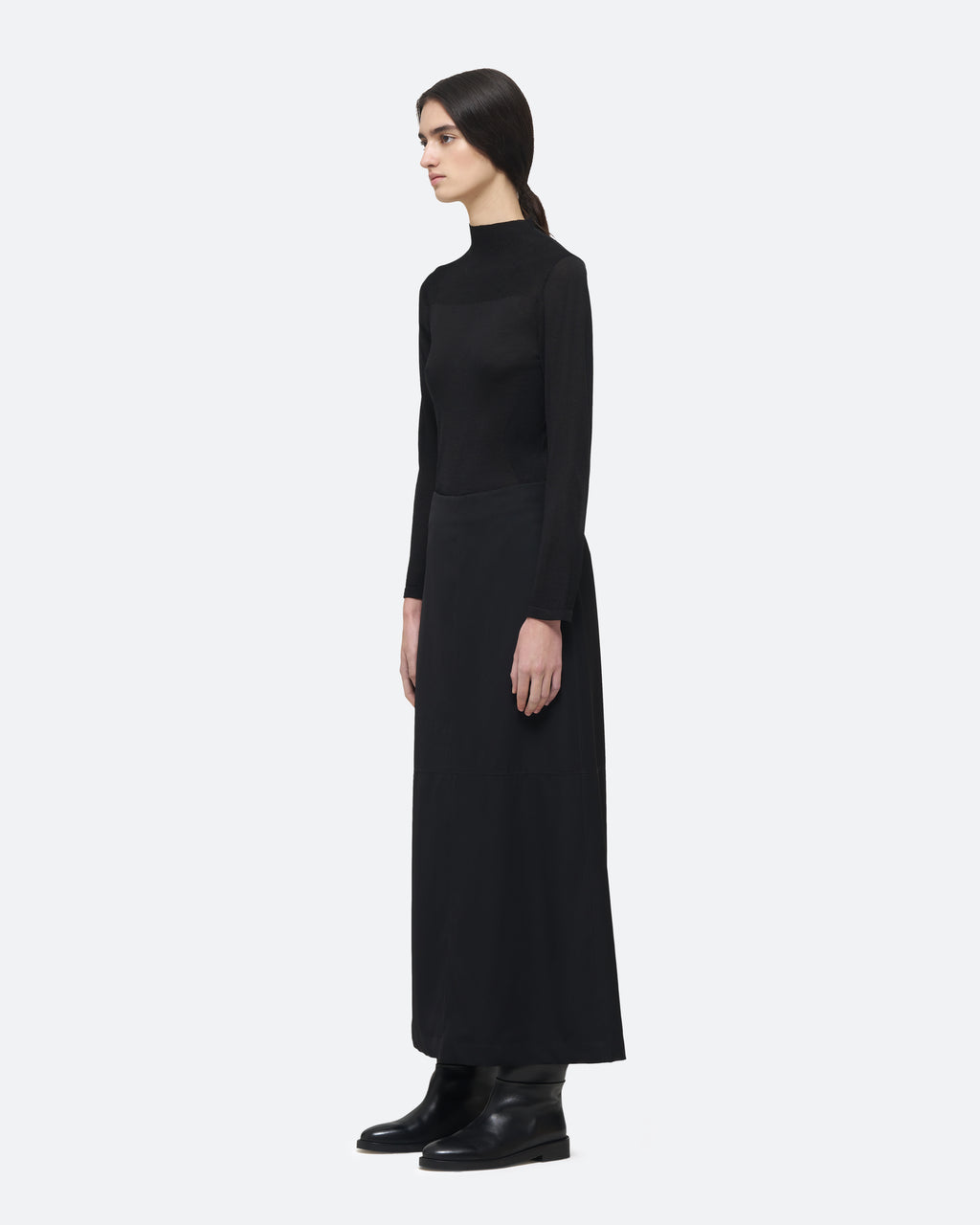 Wool Column Skirt on model