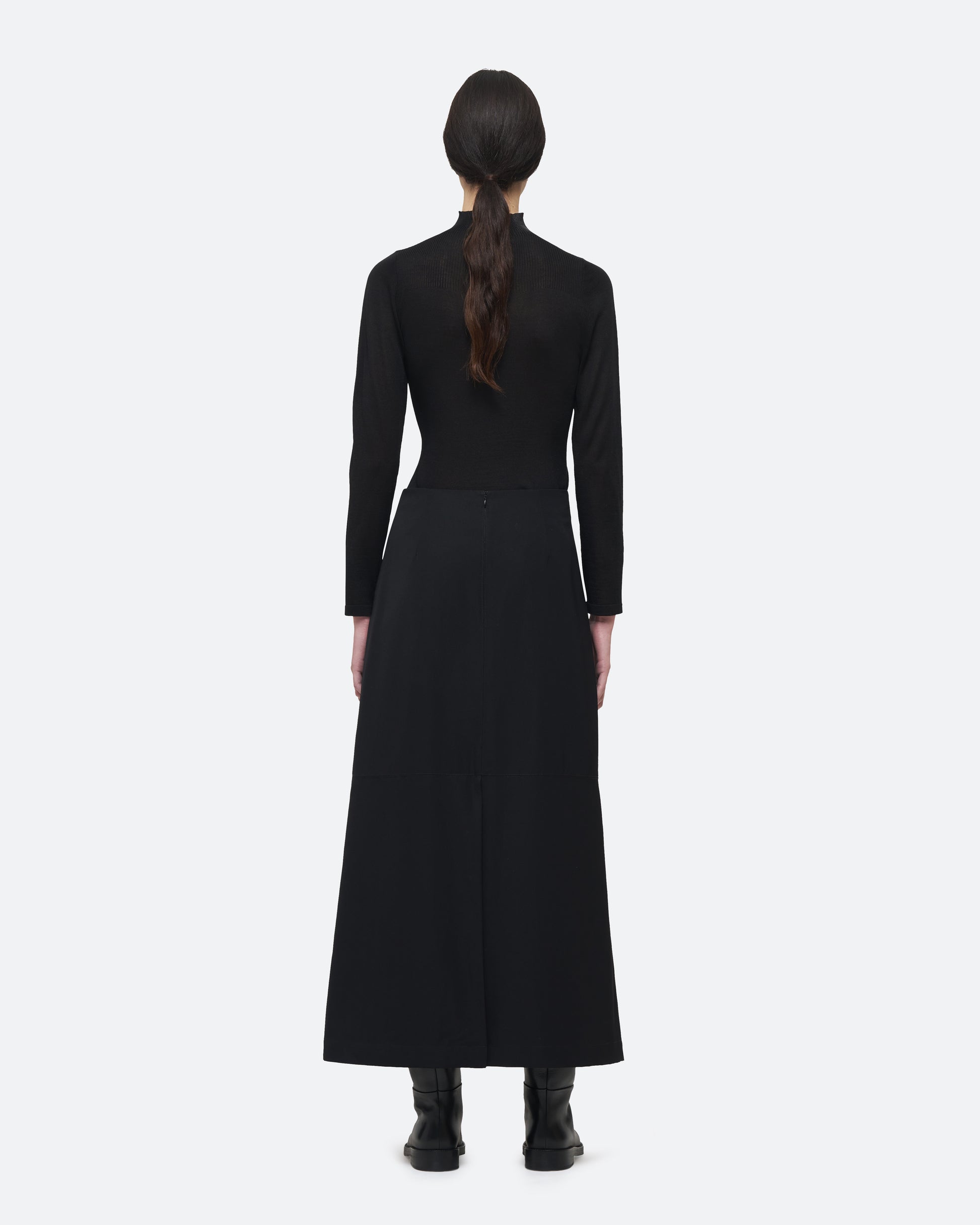 Wool Column Skirt on model