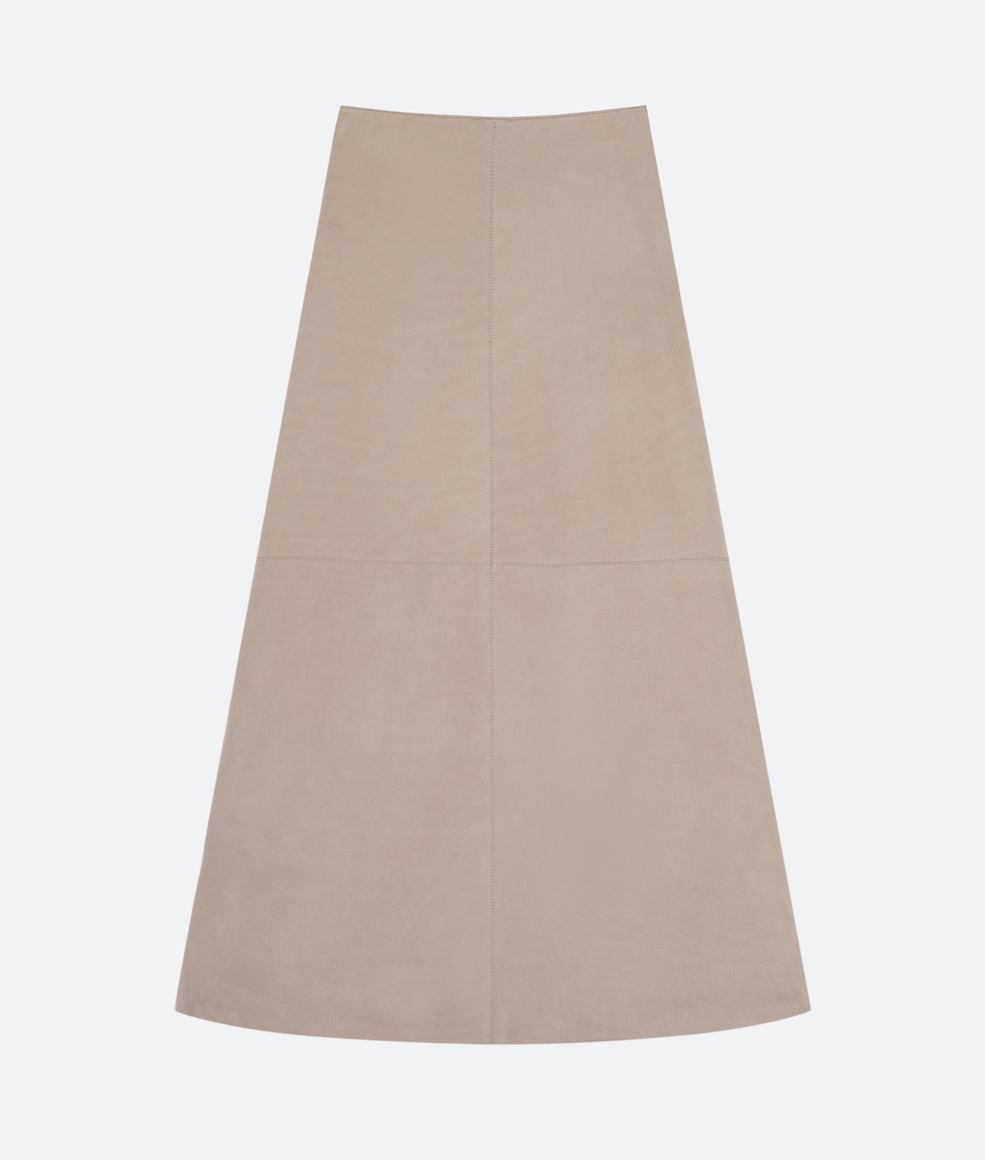 Column Skirt in Taupe Suede - packshot front