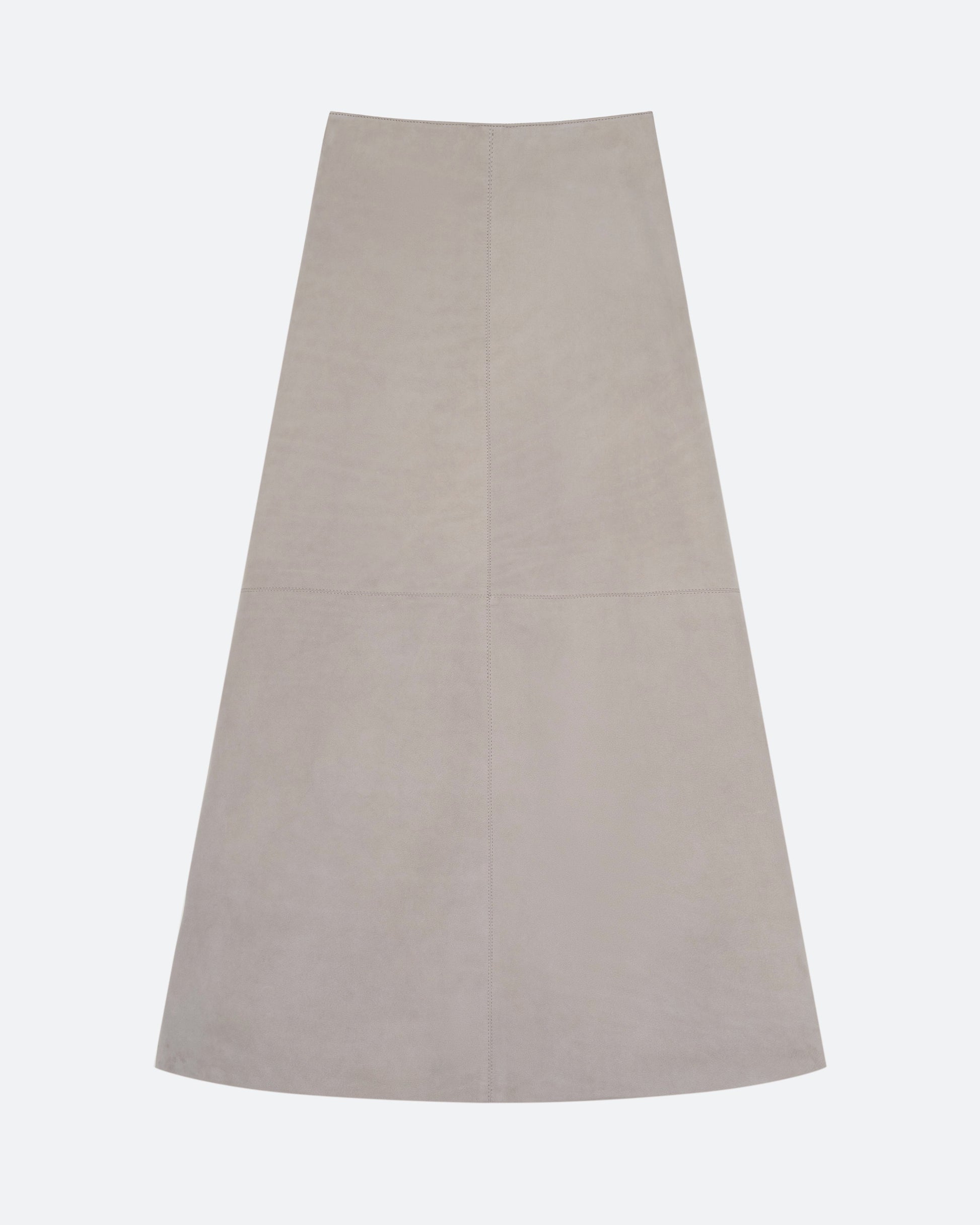 Column Skirt in Taupe Suede - packshot front