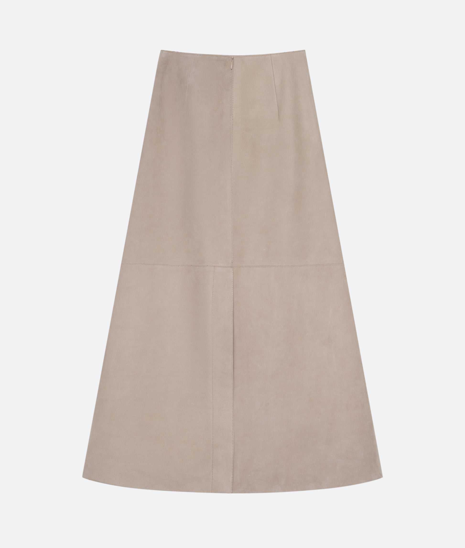 Column Skirt in Taupe Suede - packshot back