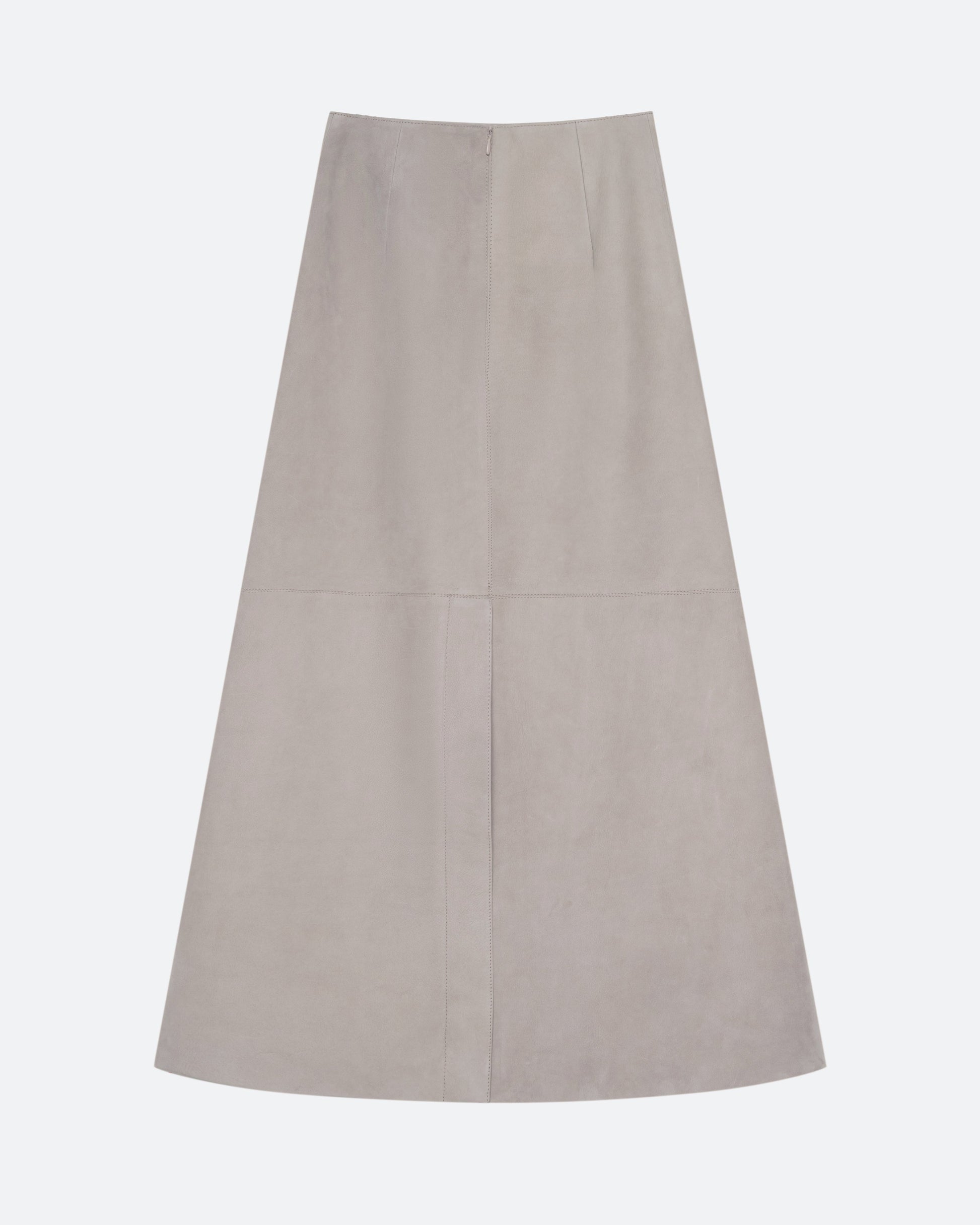 Column Skirt in Taupe Suede - packshot back