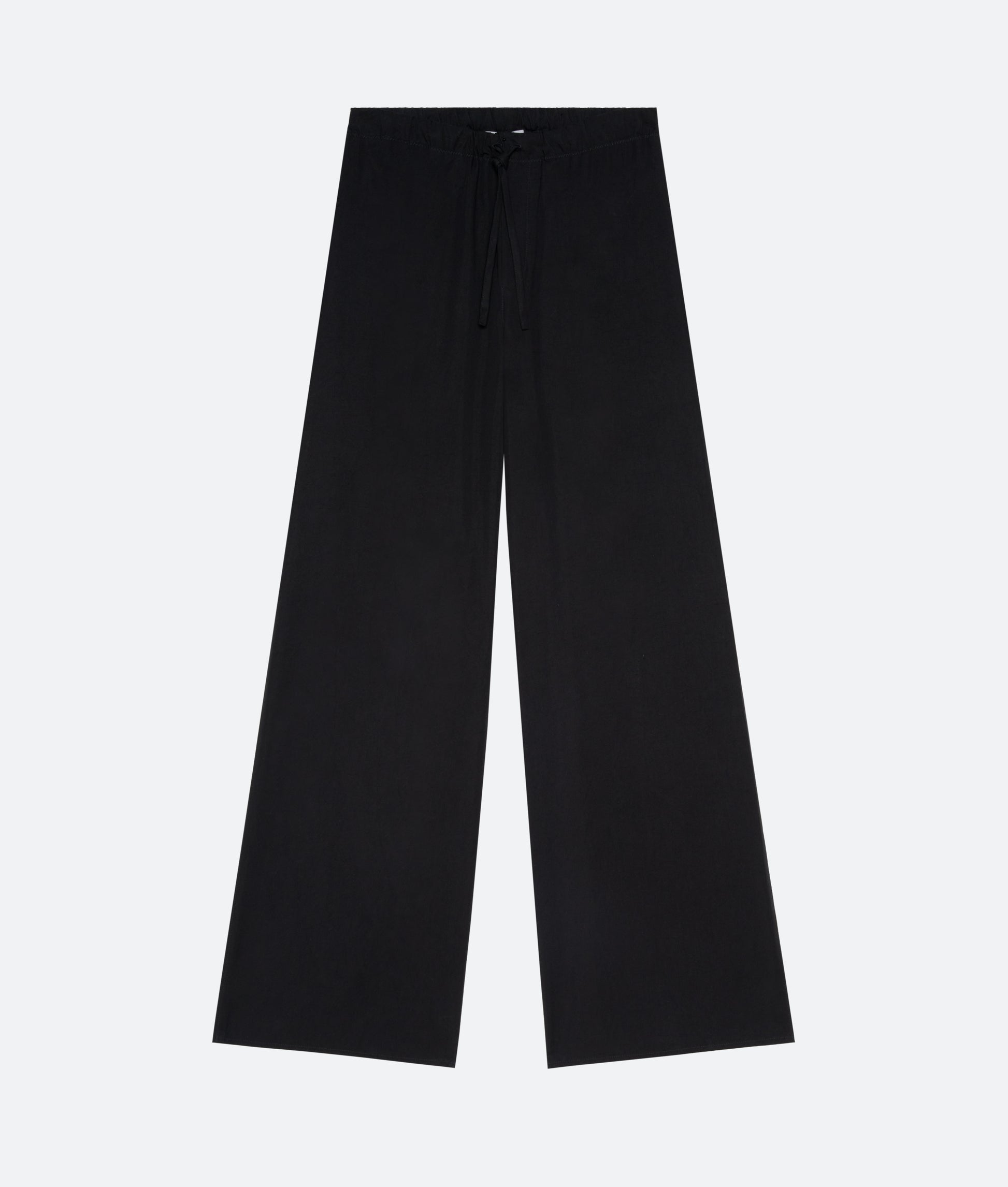 Cotton Silk Drawstring Trouser in Black - packshot front