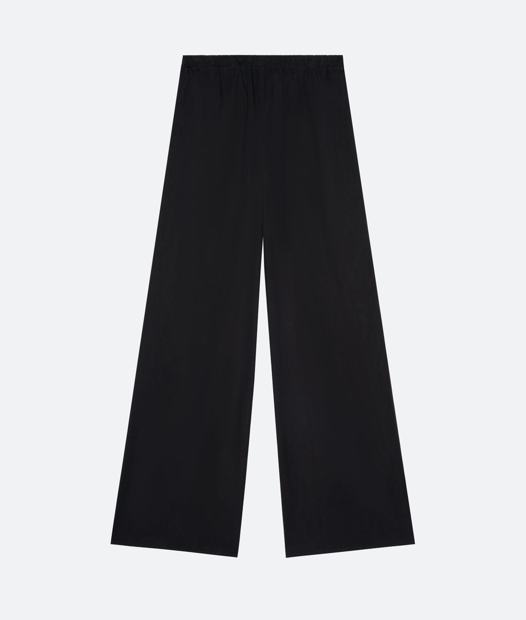 Cotton Silk Drawstring Trouser in Black - packshot back