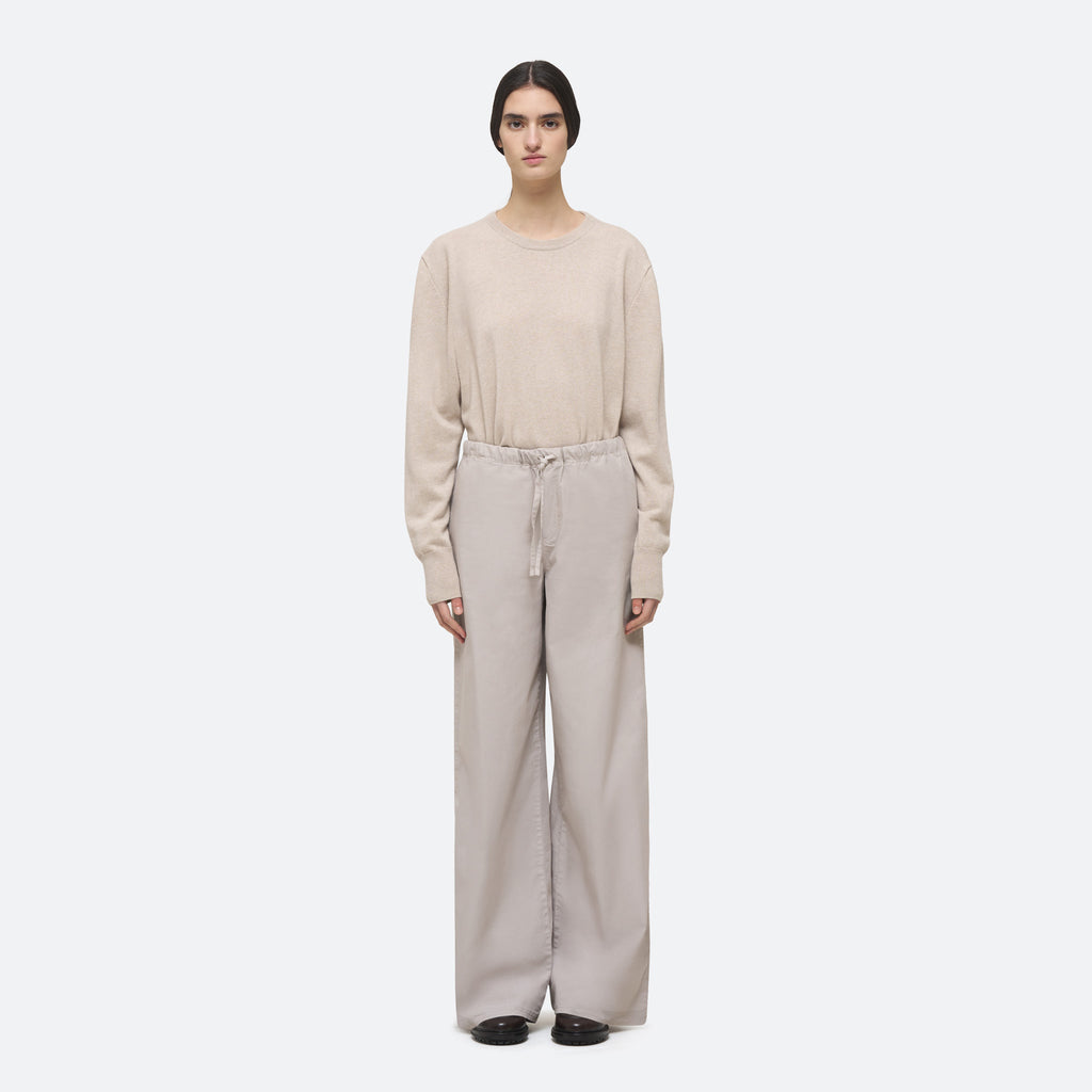 Cotton Silk Drawstring Trouser in String on model