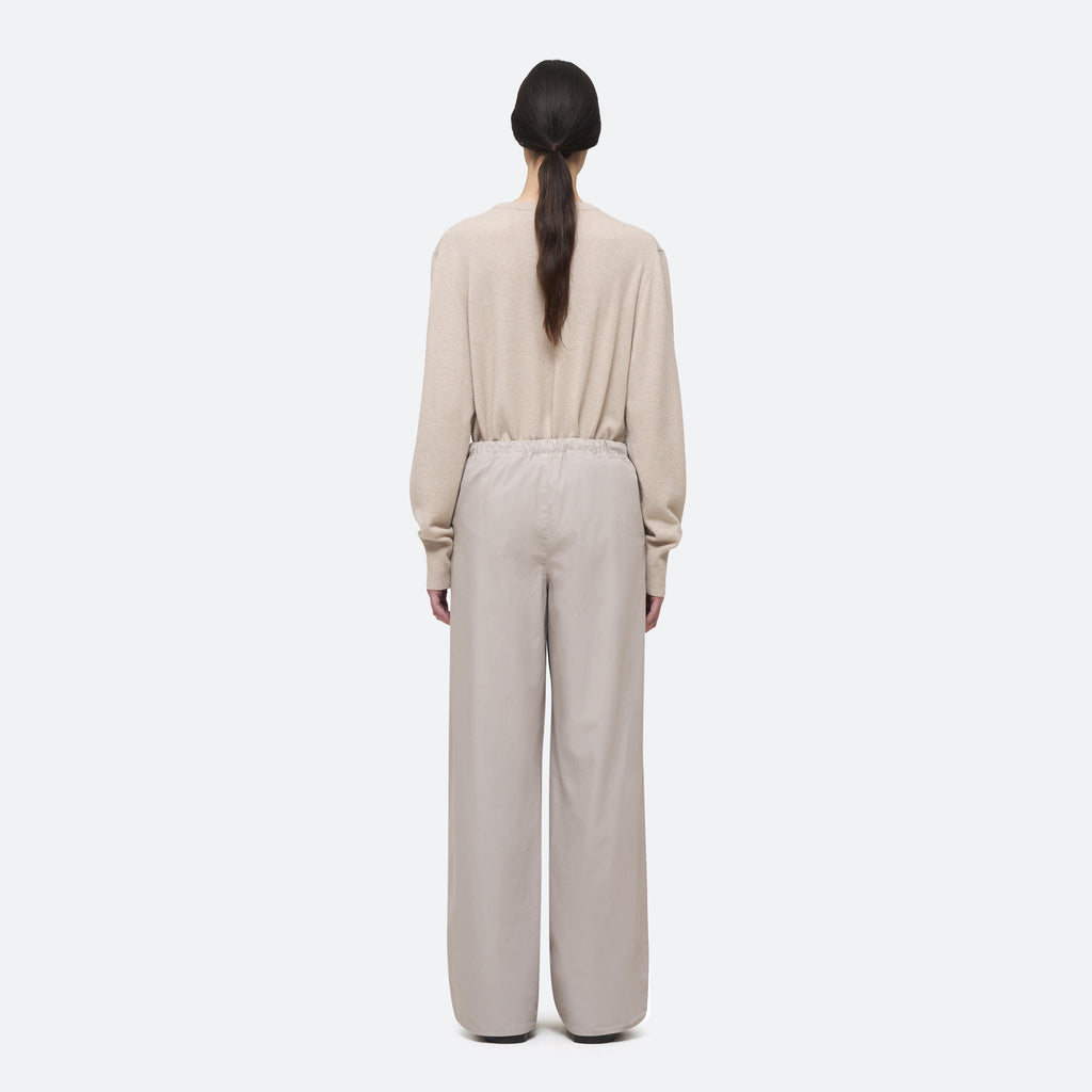 Cotton Silk Drawstring Trouser in String on model