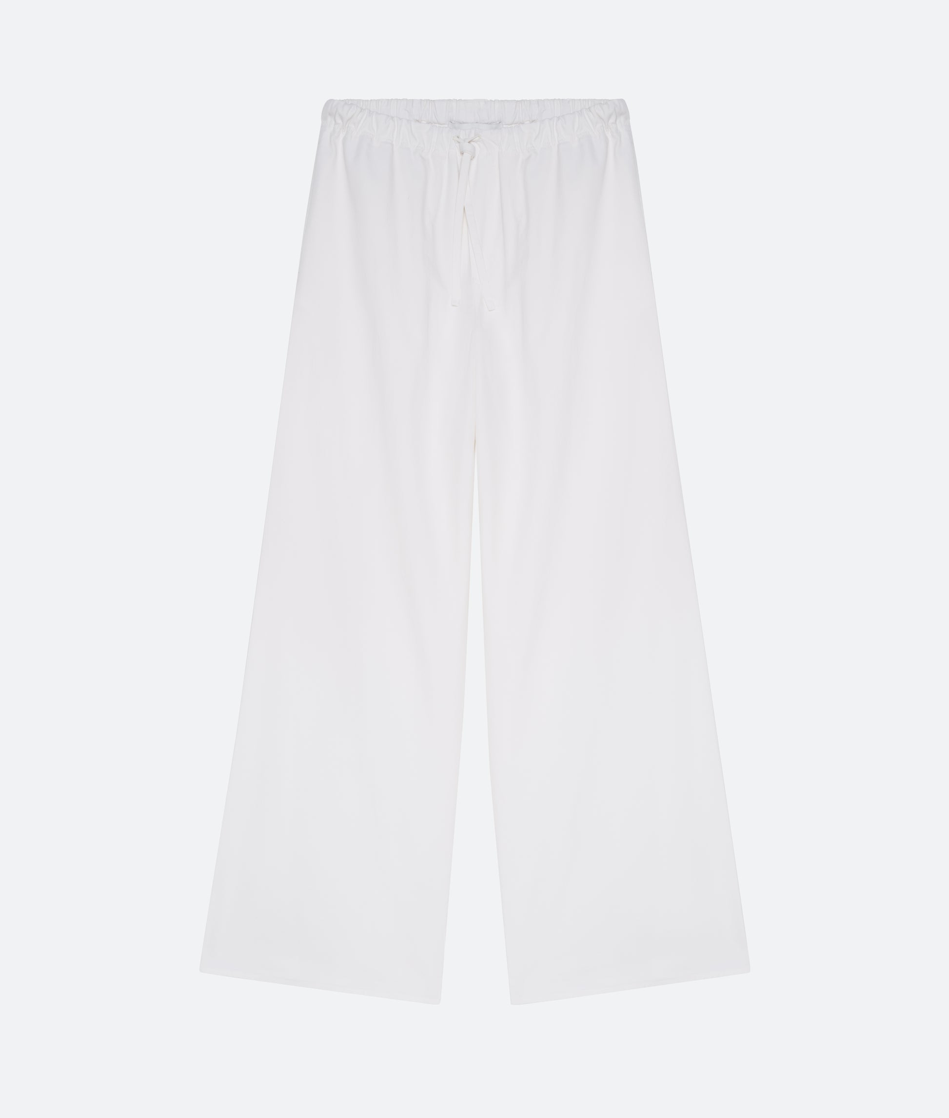 Cotton Silk Drawstring Trouser in White - packshot front